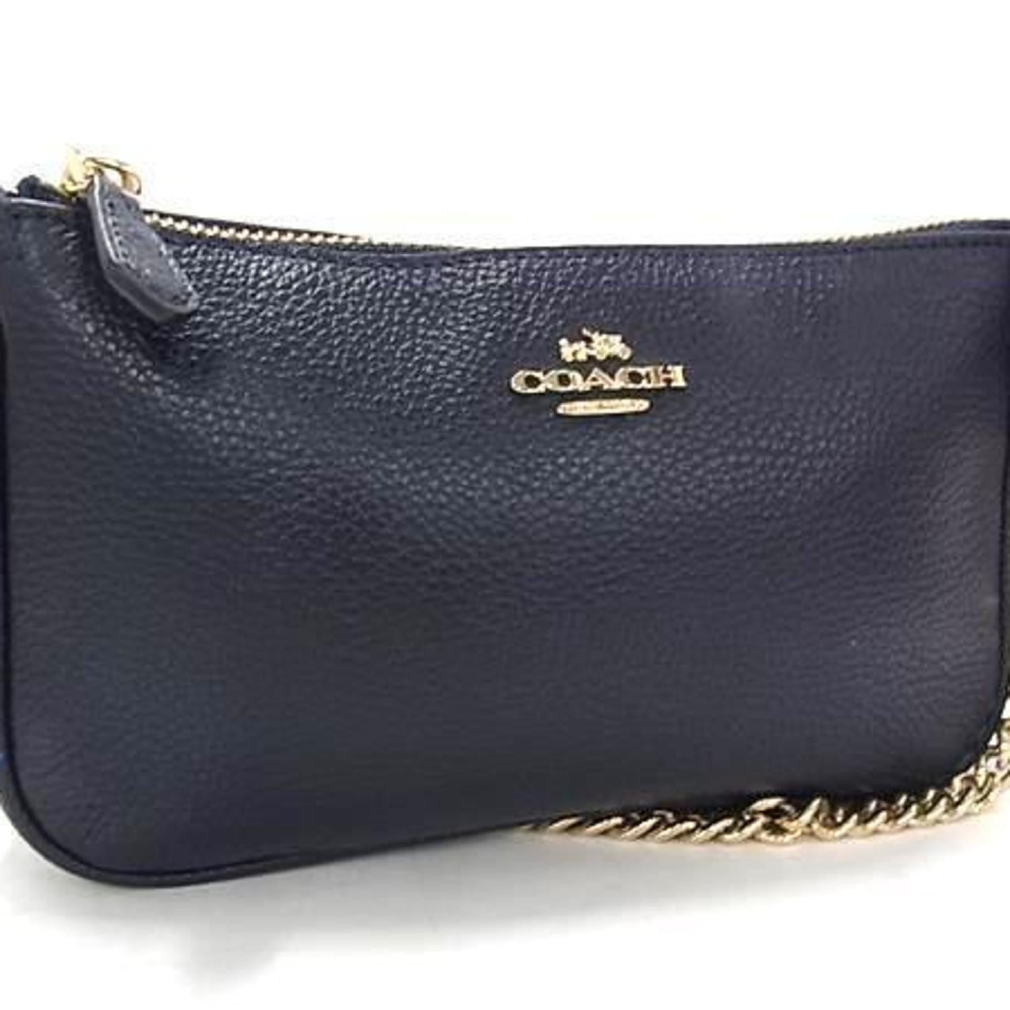 Coach Handbag 53077 Navy Leather Women's Chain in Blue