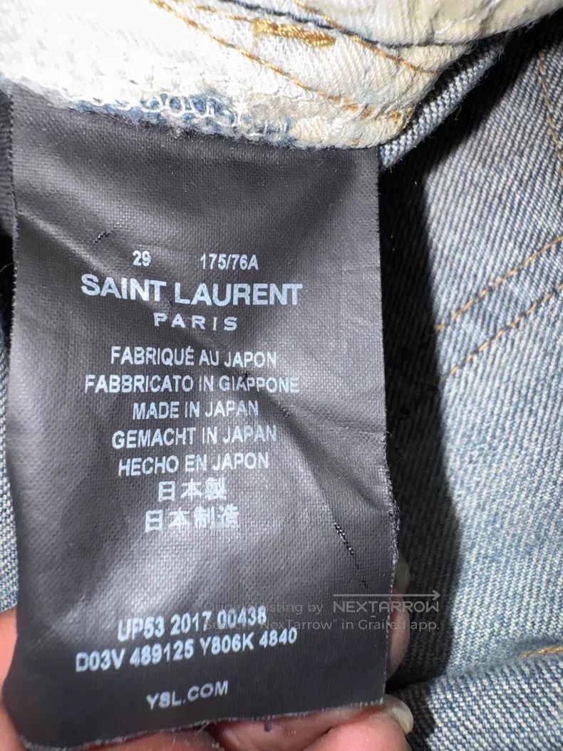 Saint Laurent Paris Saint Laurent Paris Cut-Out Hole Straight Leg Denim Jeans Size US 29 - 7 Thumbnail