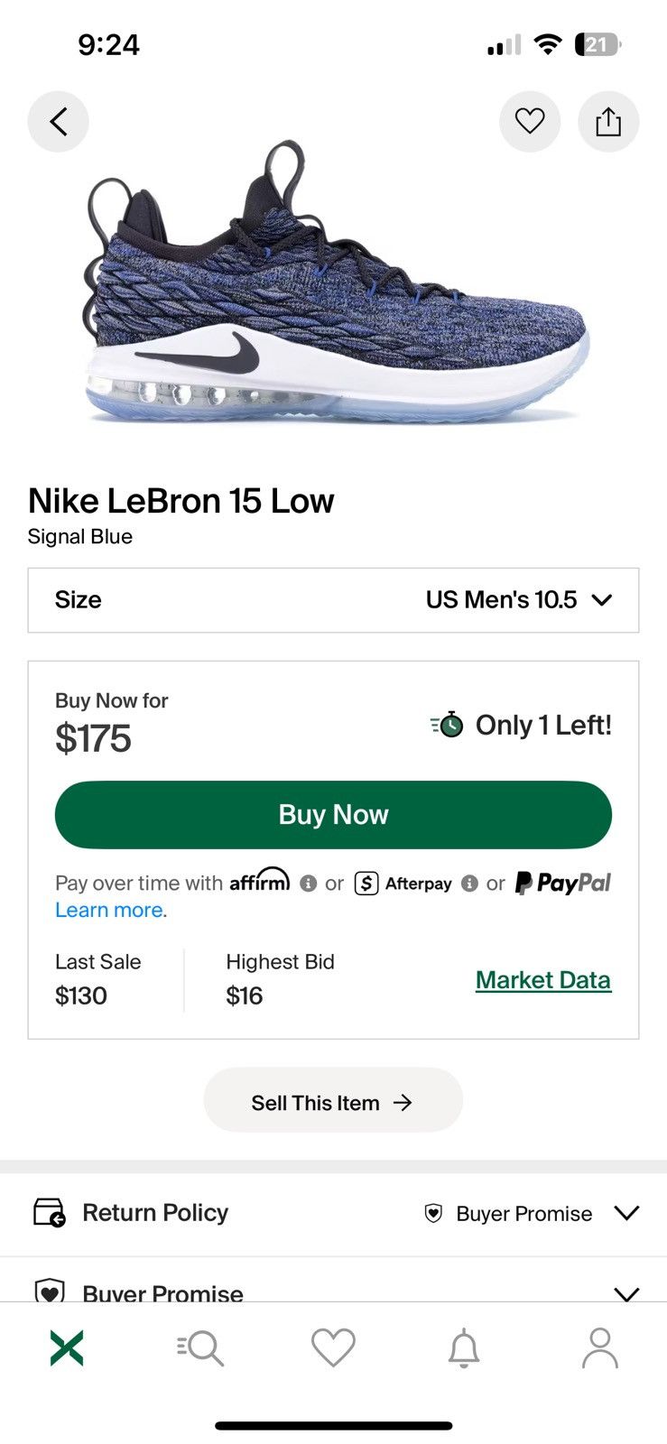 Nike Nike Lebron 15 Low “Signal Blue” Size US 10.5 / EU 43-44 - 9 Thumbnail