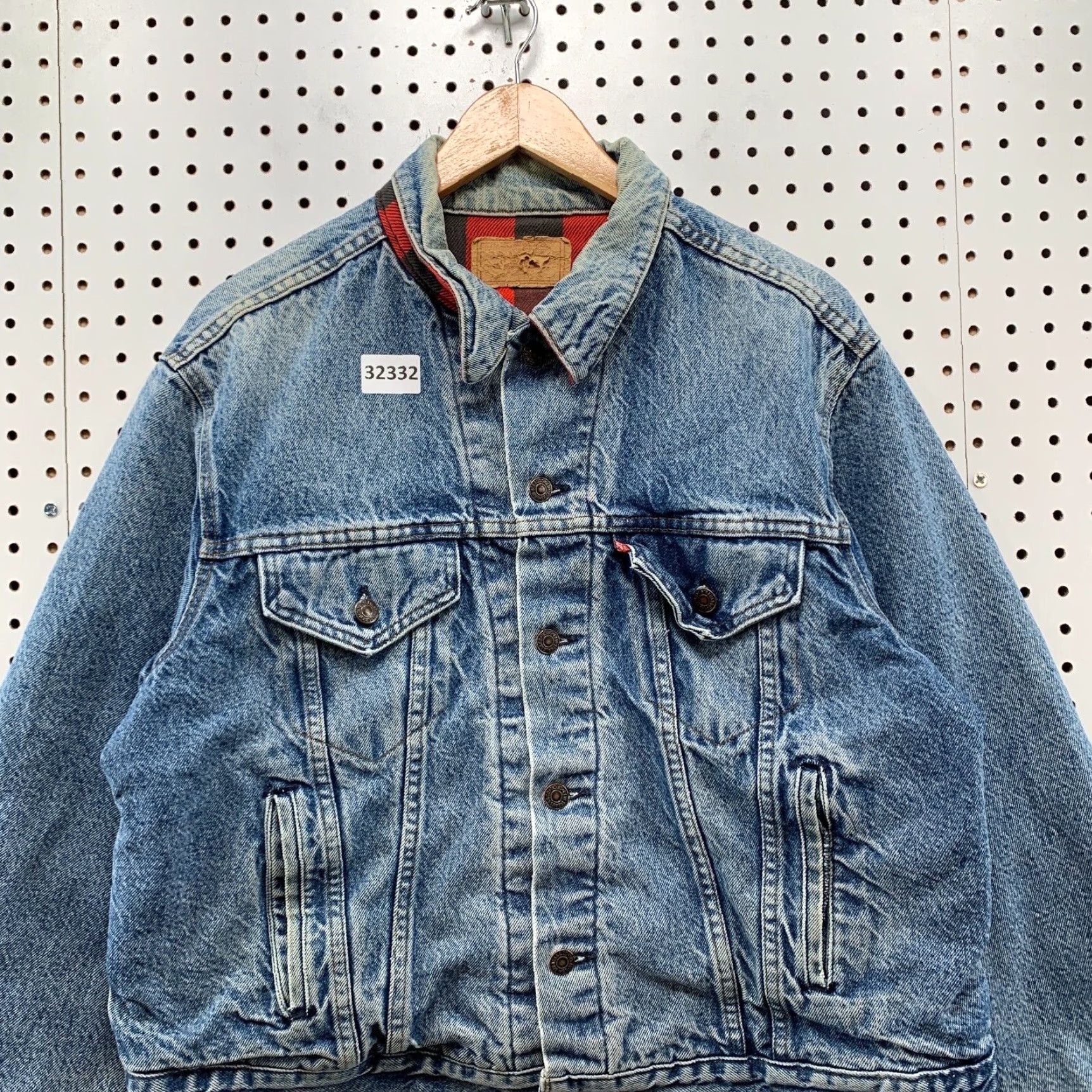 Levi's VINTAGE Levi’s Denim Jacket Mens M Buffalo Plaid 90s 80s Trucker USA Levi's Made & Crafted Denim Jacket Short 22x25 Blue Size US M / EU 48-50 / 2 - 4 Thumbnail