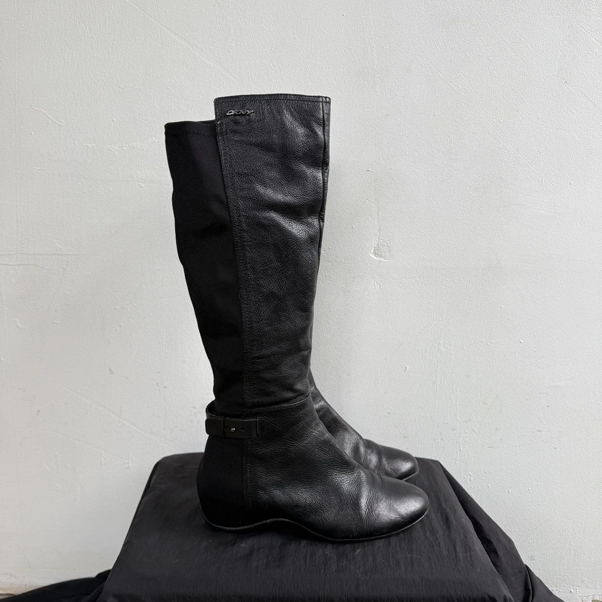 DKNY Archive 00's DKNY Wedge Knee High Leather Boots Racing Moto Size US 11 / IT 41 - 2 Thumbnail