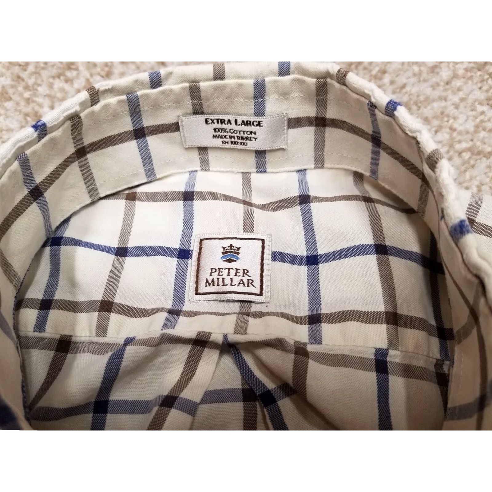 Peter Millar Peter Millar Button-Down Shirt Mens XL Blue Red Check Casual FLAWS Size US XL / EU 56 / 4 - 5 Thumbnail