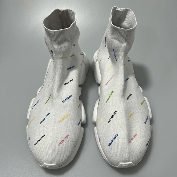 Balenciaga Balenciaga Speed 2.0 Allover Logo Recycled Knit Sneaker Whit Size US 10 / EU 43 - 2 Thumbnail