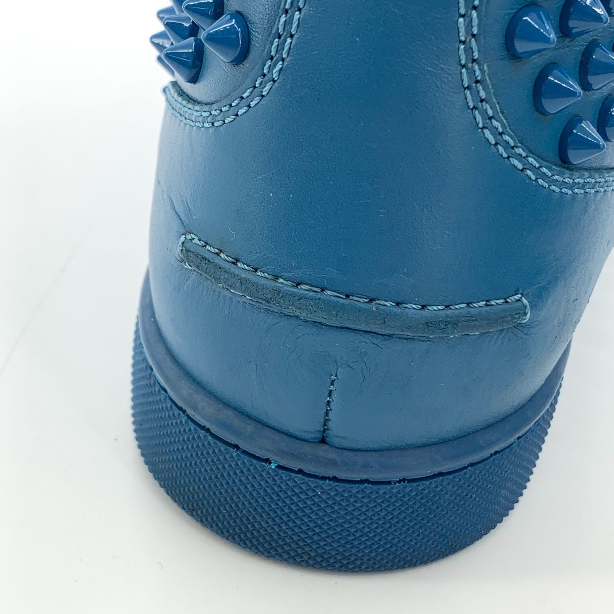 Christian Louboutin Christian Louboutin Blue Studded High-Top Lace-Up Sneakers ( Size US 7 / EU 40 - 3 Thumbnail