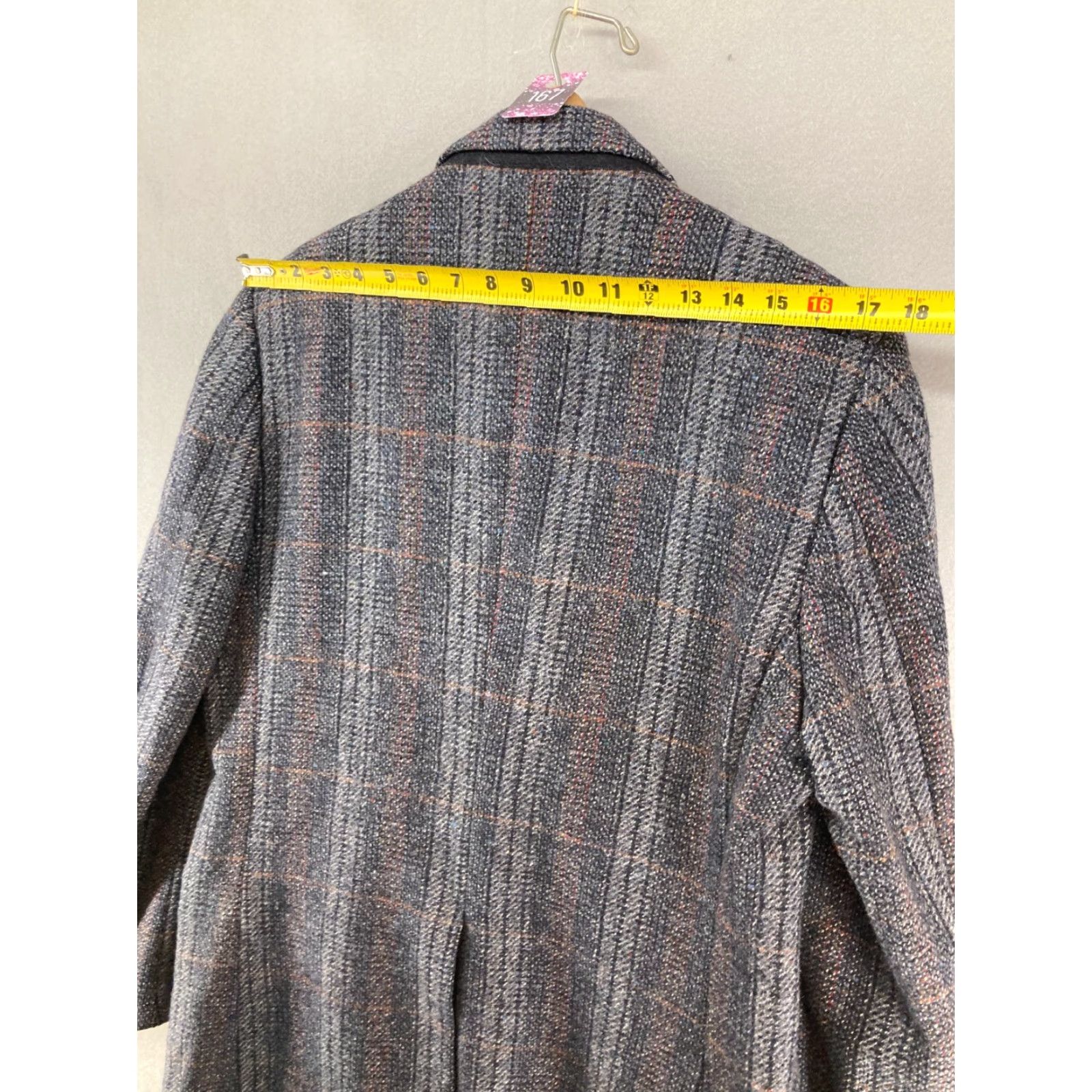 MooRER VINTAGE Moores Tweed Blazer Suit Jacket Mens 42 Regular Gray Plaid 80s Size 42R - 5 Thumbnail