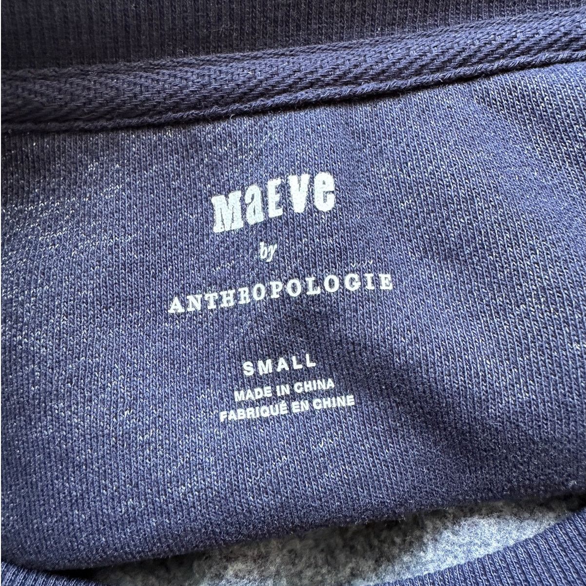 Anthropologie Maeve Navy Blue Visage Graphic Long Sleeve Sweatshirt S Size S / US 4 / IT 40 - 8 Thumbnail