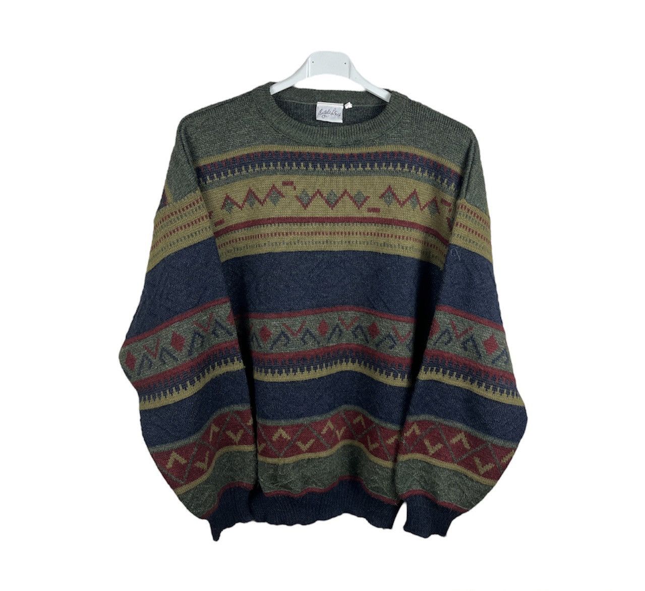 image of Vintage 80's Angelo Litrico Pattern Sweater Carpet Ugly Goth, Men's (Size Large)