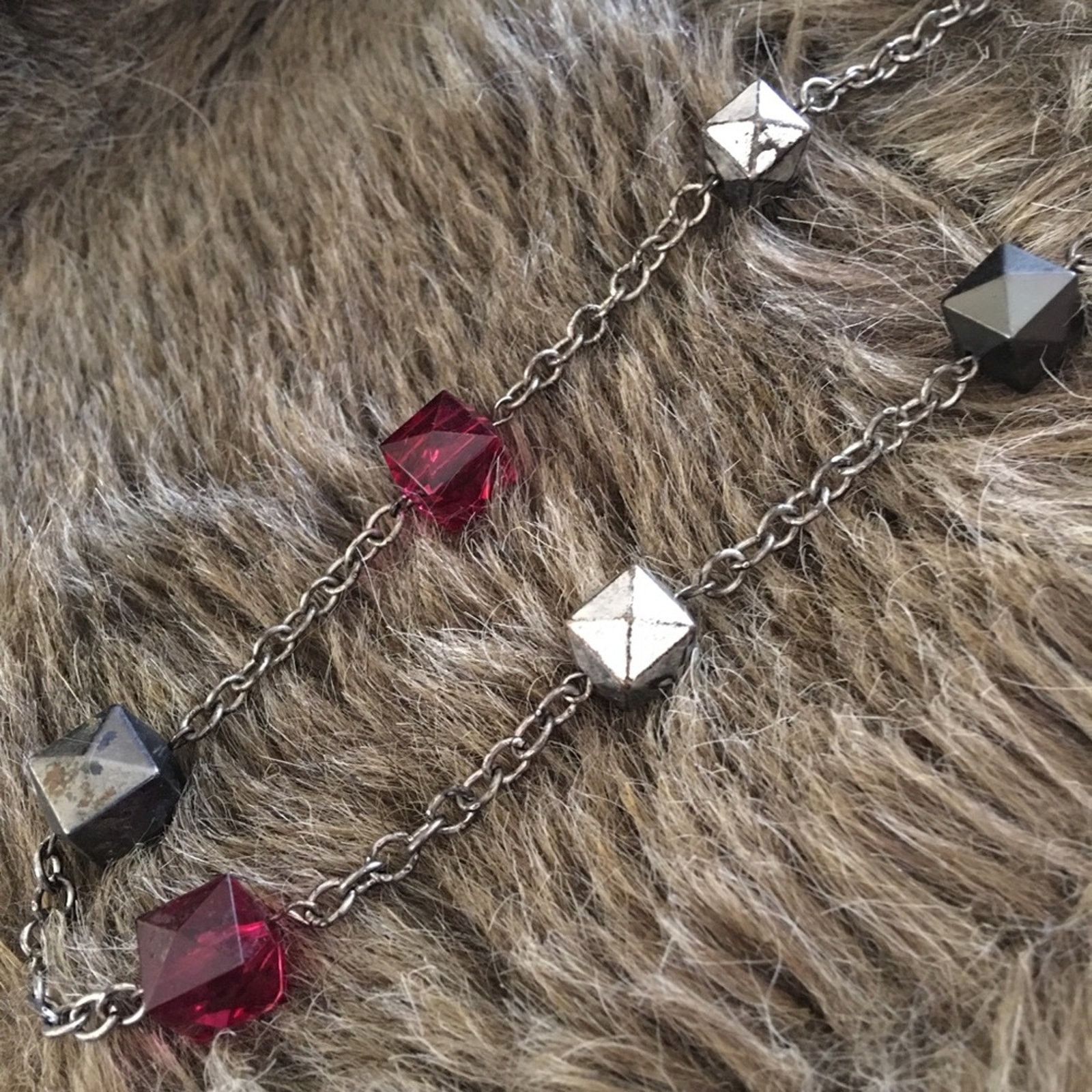 Vintage Vintage faceted square bead on chain necklace Size ONE SIZE - 6 Thumbnail