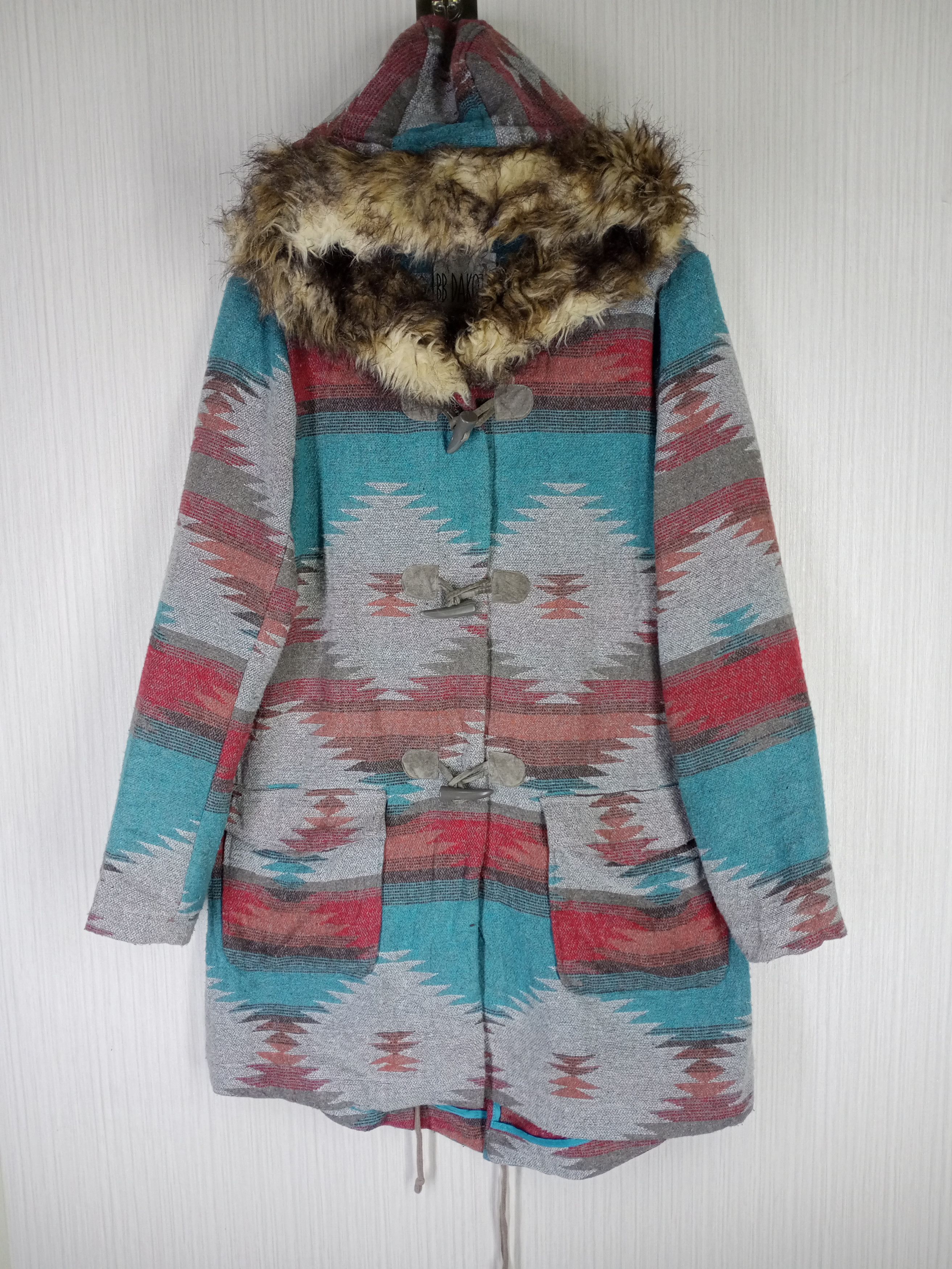 Dakota Grizzly Rare Vintage BB Dakota Navajo Hoodie Long Jacket Size US S / EU 44-46 / 1 - 1 Thumbnail