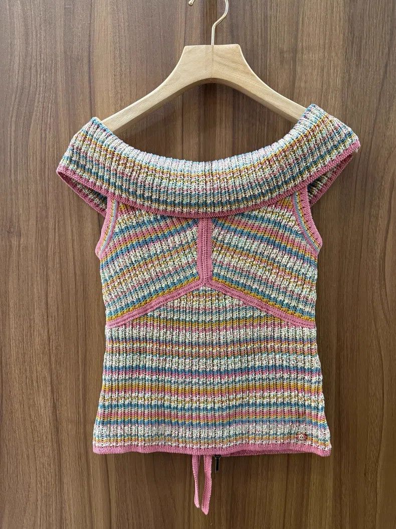 Chanel Chanel Colourful striped knitted one-shoulder top Size XS / US 0-2 / IT 36-38 - 1 Thumbnail