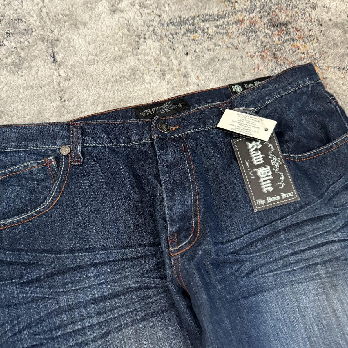 JNCO × Japanese Brand × Vintage Crazy Vintage y2k Raw blue baggy wide leg embroidered jeans Size US 40 / EU 56 - 5 Thumbnail