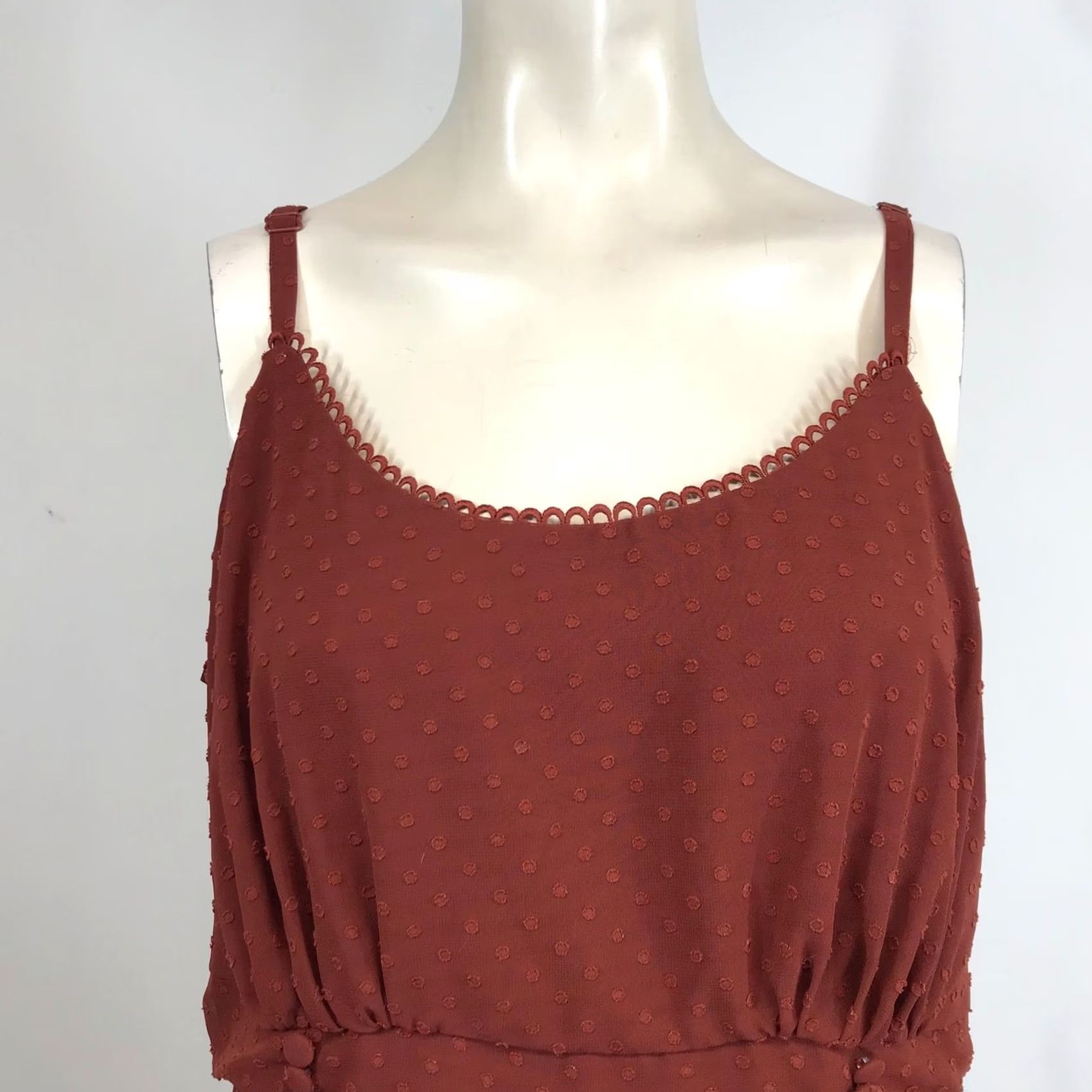 Torrid Torrid Women's 1X Rust Spaghetti Strap Polka Dot Ruffle Top Blouse Size XL / US 12-14 / IT 48-50 - 2 Thumbnail