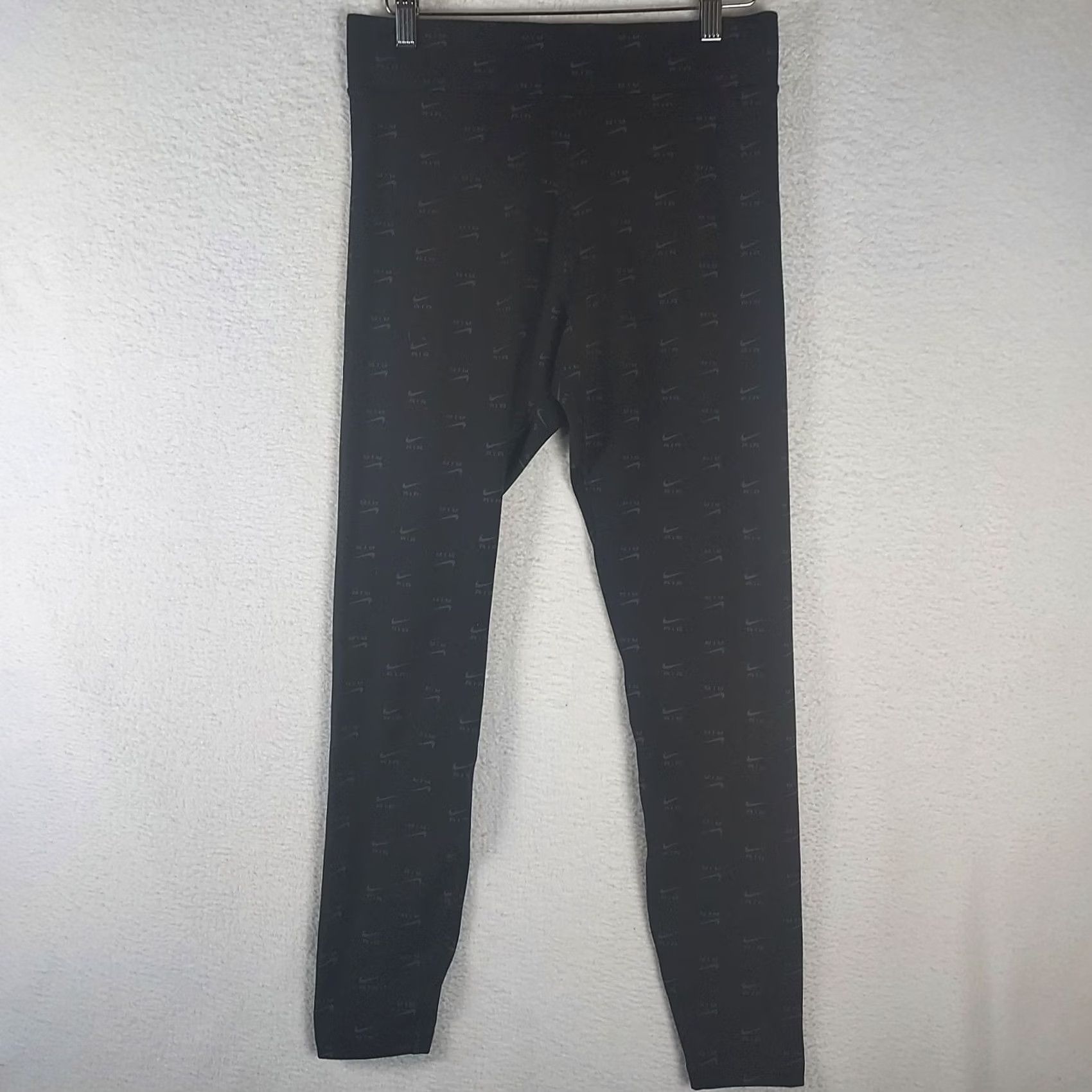 Nike VINTAGE Nike Air Womens M High Rise Black Full Length Logo Leggings New With Tags Size 32" / US 10 / IT 46 - 2 Thumbnail