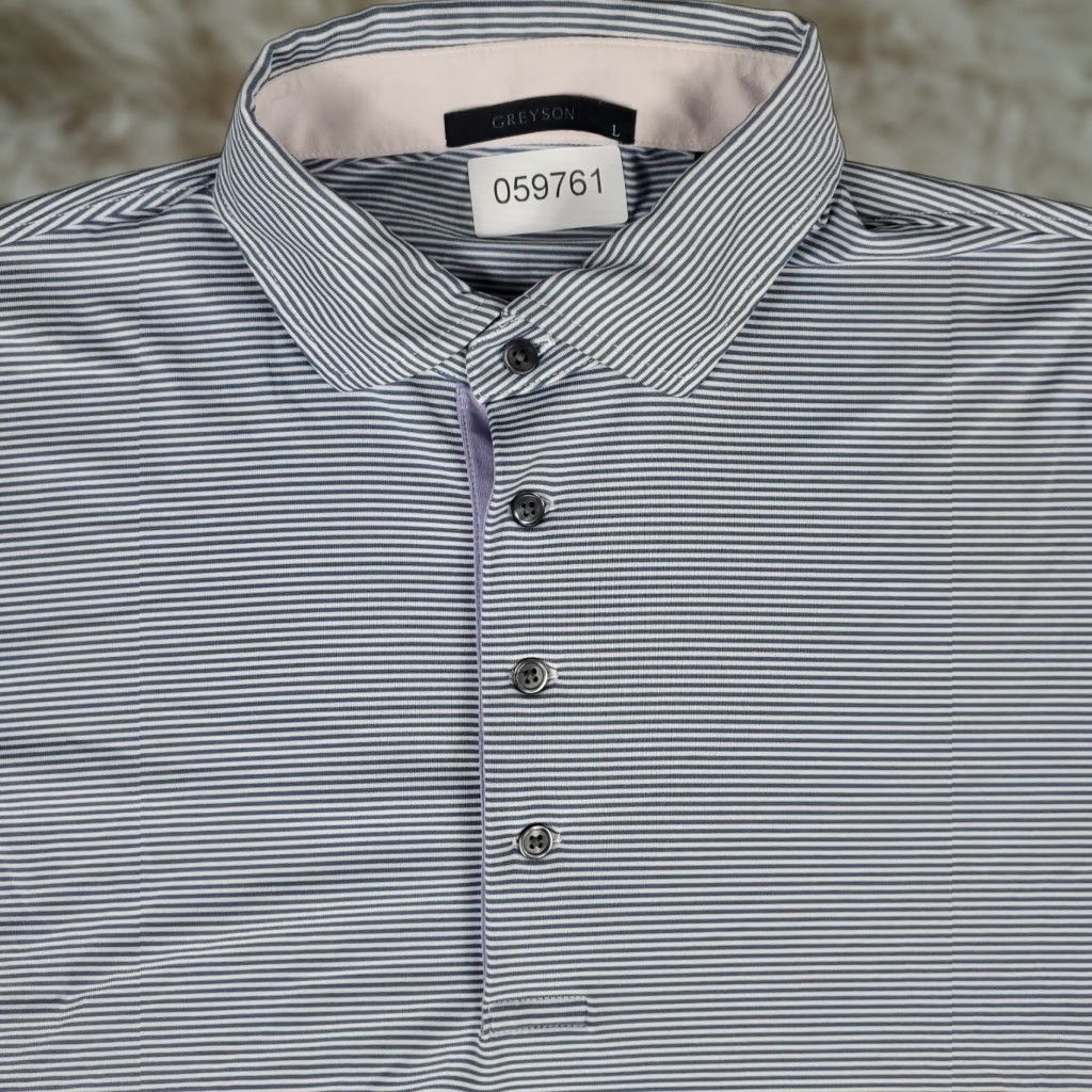 Vintage Greyson Polo Shirt Mens Large Blue Striped Casual Short Sleeve Activewear Size US L / EU 52-54 / 3 - 1 Thumbnail