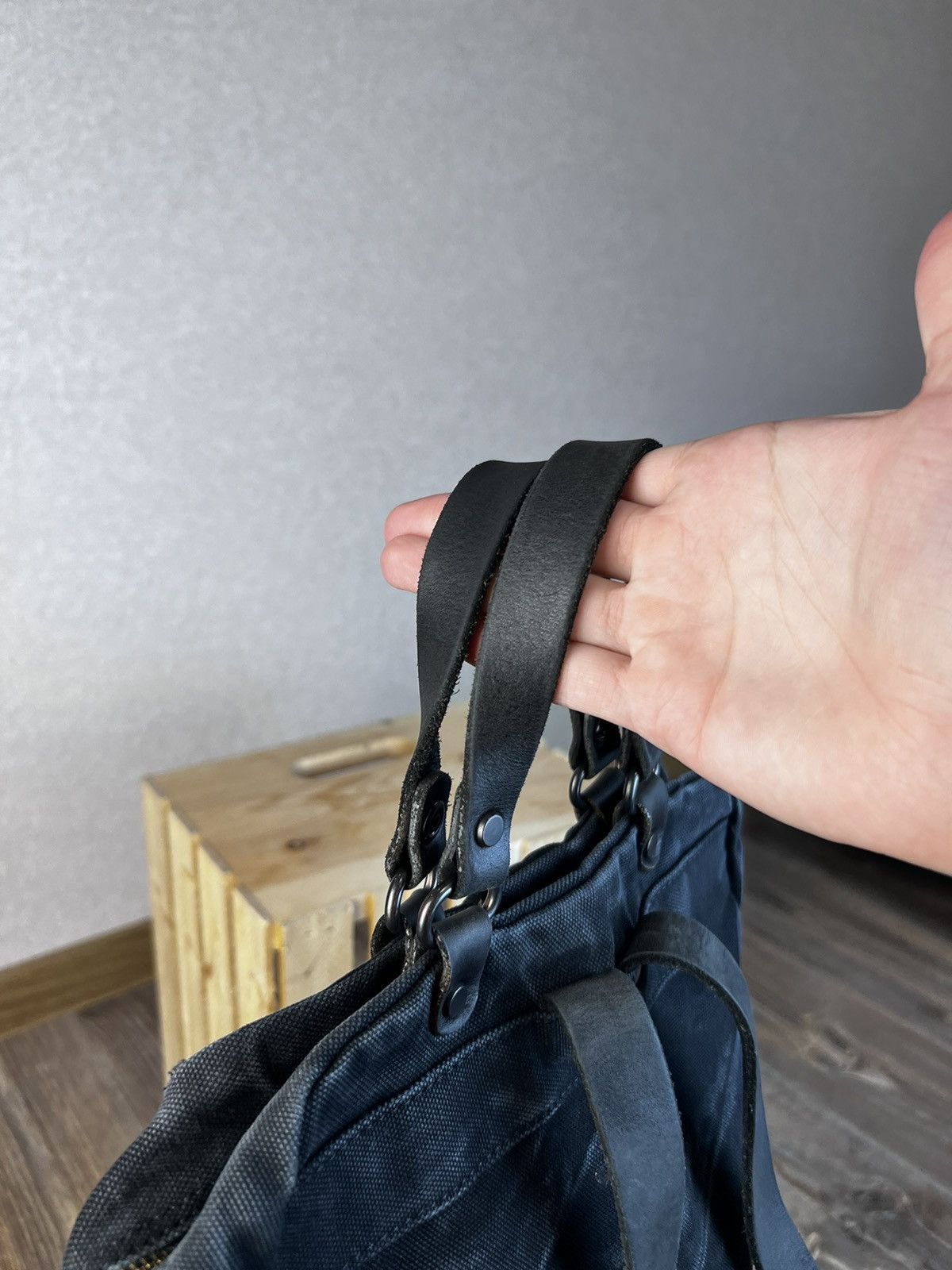 Japanese Brand × Vintage Japanese Baggy Port Black Smoked Denim Backpack Bag Size ONE SIZE - 5 Thumbnail