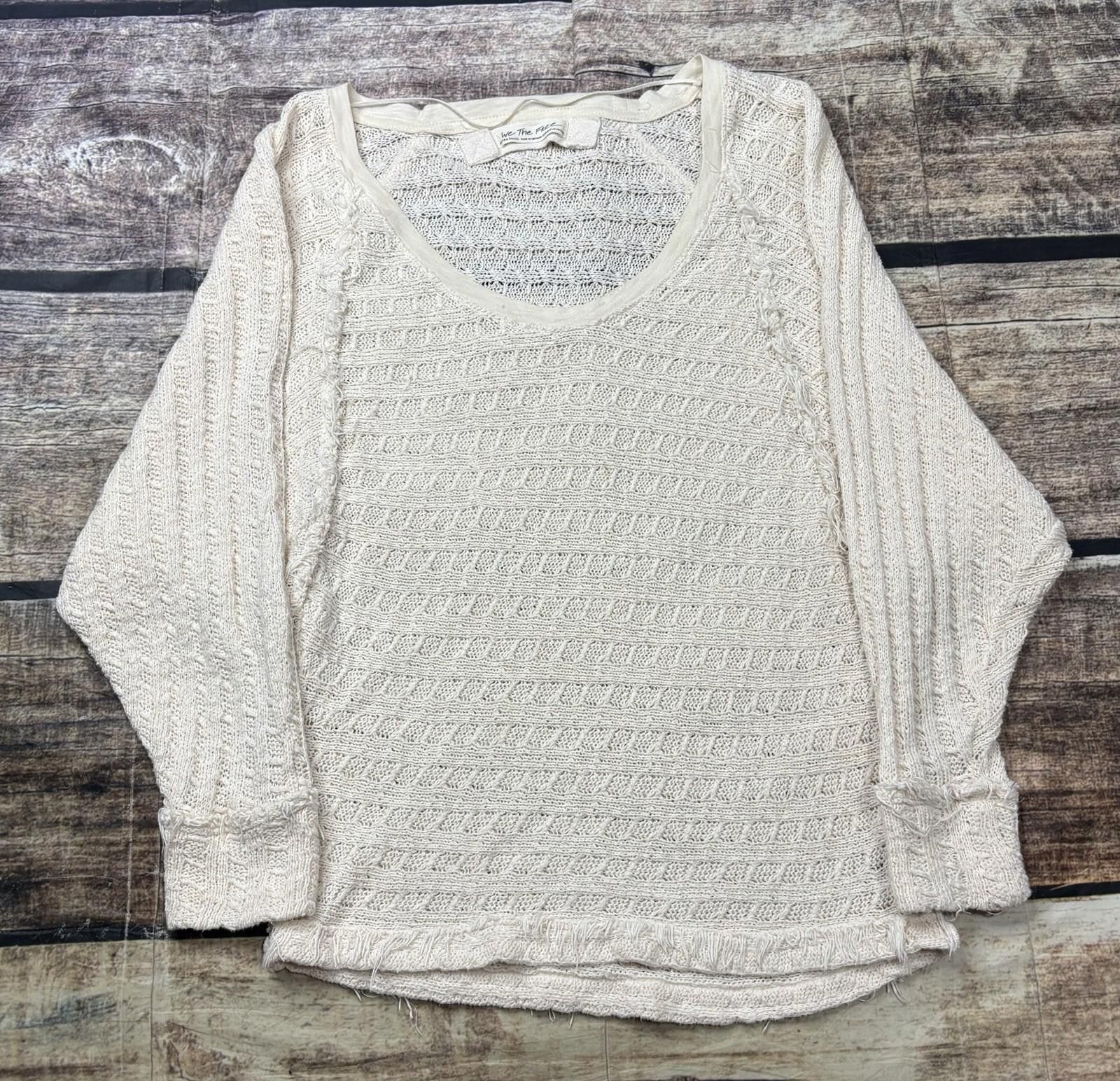 Free People We the Free People Sweater Women XS Hacci Cotton Fringe Knit Size XS / US 0-2 / IT 36-38 - 1 Thumbnail