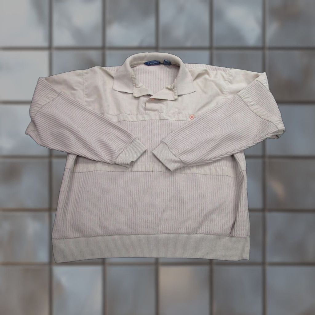 Vintage VINTAGE Envoy Sweater Mens XL Textured Knit Waffle Pullover Banlon 90s Beige Collared Knit Shirt-StylePullover Mens XL Beige 90s Size US XL / EU 56 / 4 - 1 Thumbnail