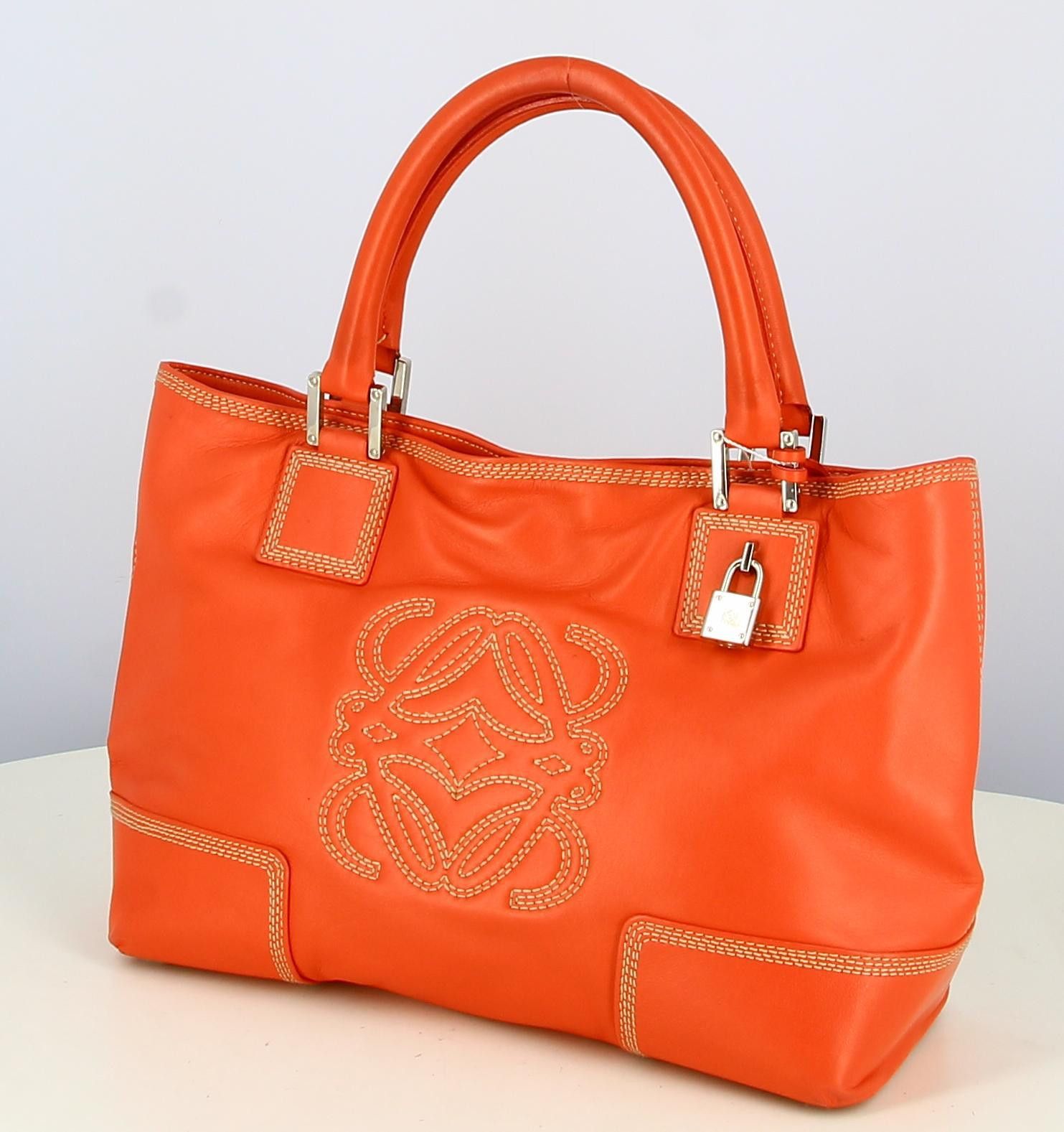 image of Vintage Handbag Loewe Red Leather, Women's