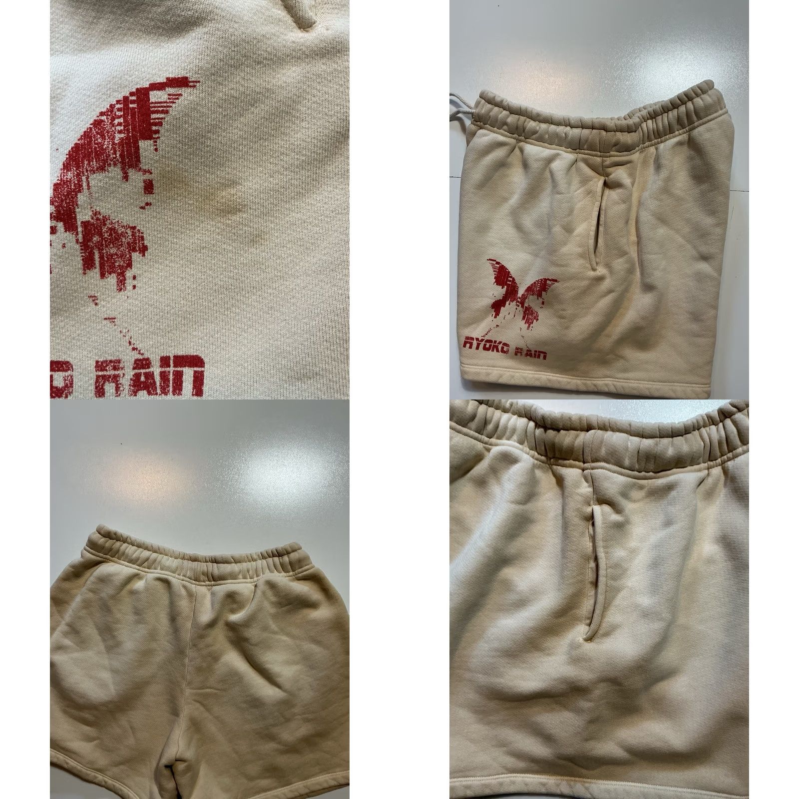 Rains Ryoko Rain Butterfly Beige Red Graphic 5” Inseam Heavyweight Sweat Shorts XL Mens Beige 5” Inseam Graphic Butterfly Size US 36 / EU 52 - 8 Thumbnail