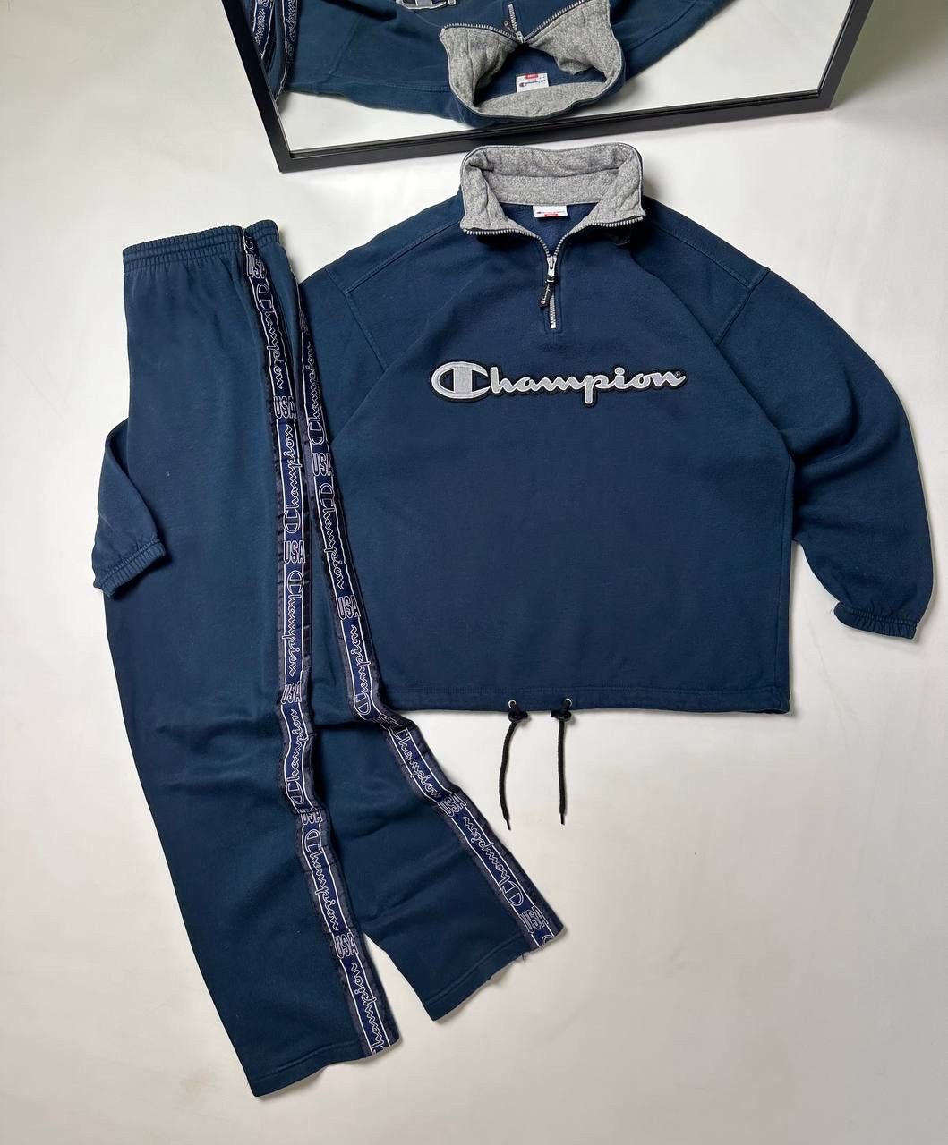 Champion 90s Made in USA Champion Cotton Suit Streetwear Vintage Size US S / EU 44-46 / 1 - 1 Thumbnail