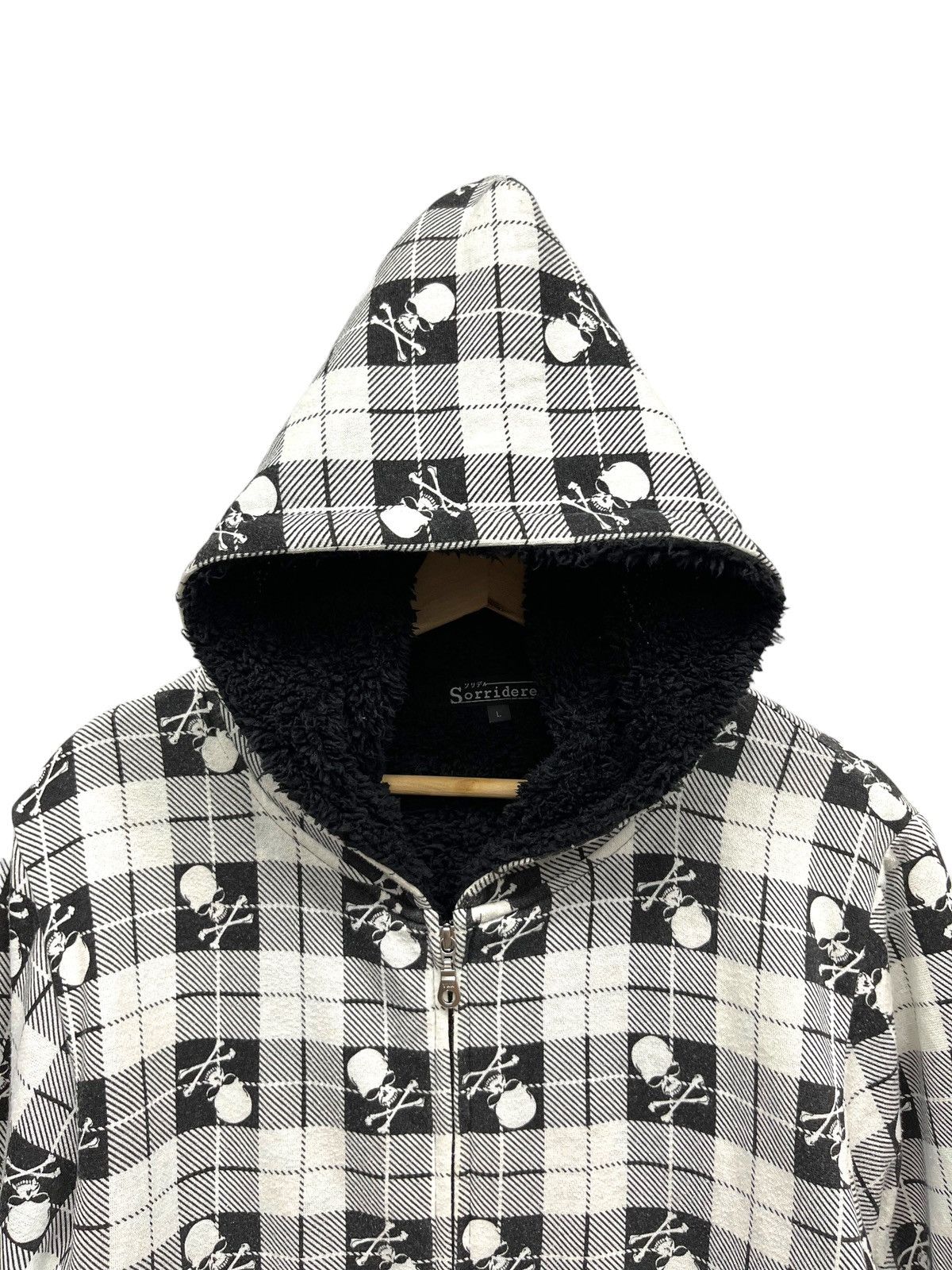 Japanese Brand Vtg SORRIDERE Skull Skeleton Chekered Punk Gothic Hoodie 🔥 Size M / US 6-8 / IT 42-44 - 3 Thumbnail