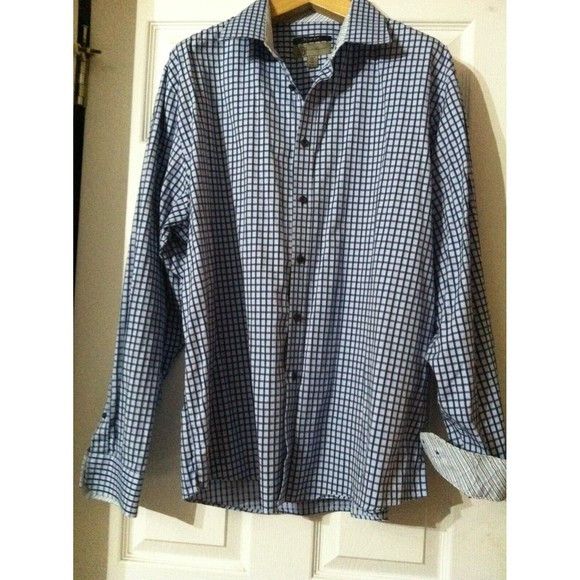 Jhane Barnes JHANE BARNES MENS BLUE PLAID 100%COTTON CASUAL SHIRT XXL Size US XXL / EU 58 / 5 - 1 Thumbnail