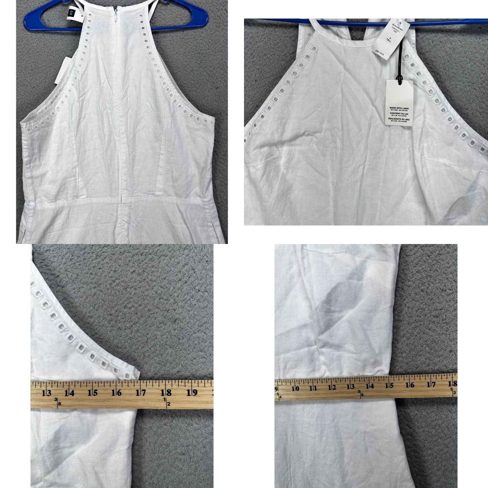 Gap Gap Linen Blend A-Line Dress Womens 4T White Embroidered Halter Neck Ladies NEW Size S / US 4 / IT 40 - 8 Thumbnail