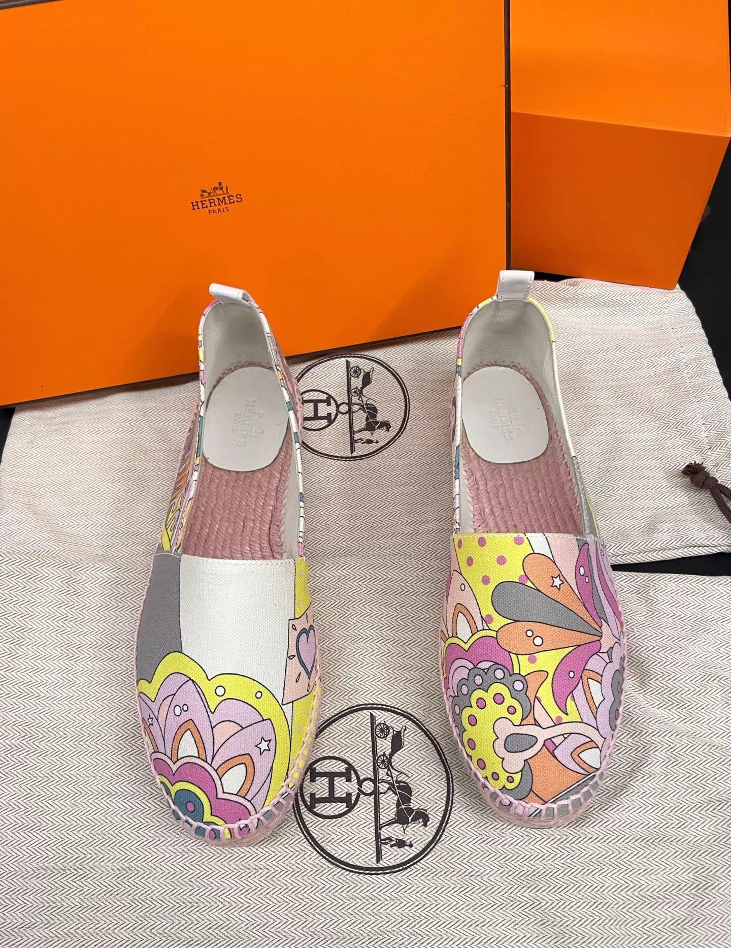 Hermes Hermes Canvas Fisherman Shoes Colorful Pastel Pink 36 Size US 5.5 / IT 35.5 - 1 Thumbnail
