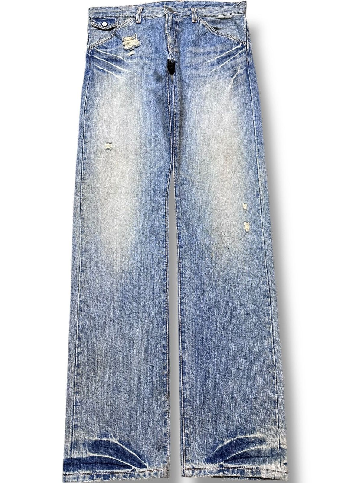 Takeo Kikuchi Vintage Takeo Kikuchi Faded Grunge Whiskers Denim Size US 33 - 1 Thumbnail