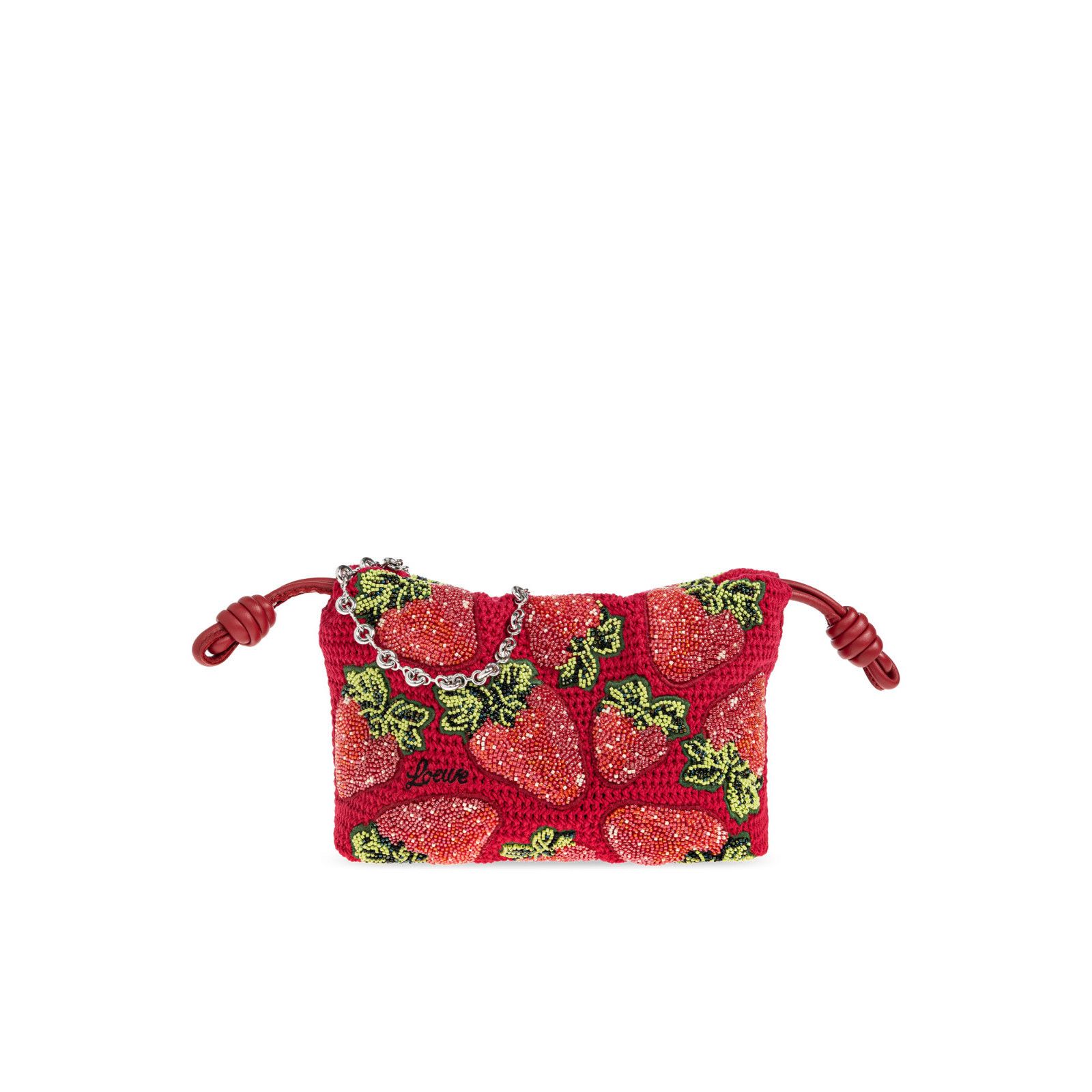 Loewe LOEWE Mini Flamenco $4300 Red Beaded Crochet Clutch Bag New Size ONE SIZE - 1 Thumbnail