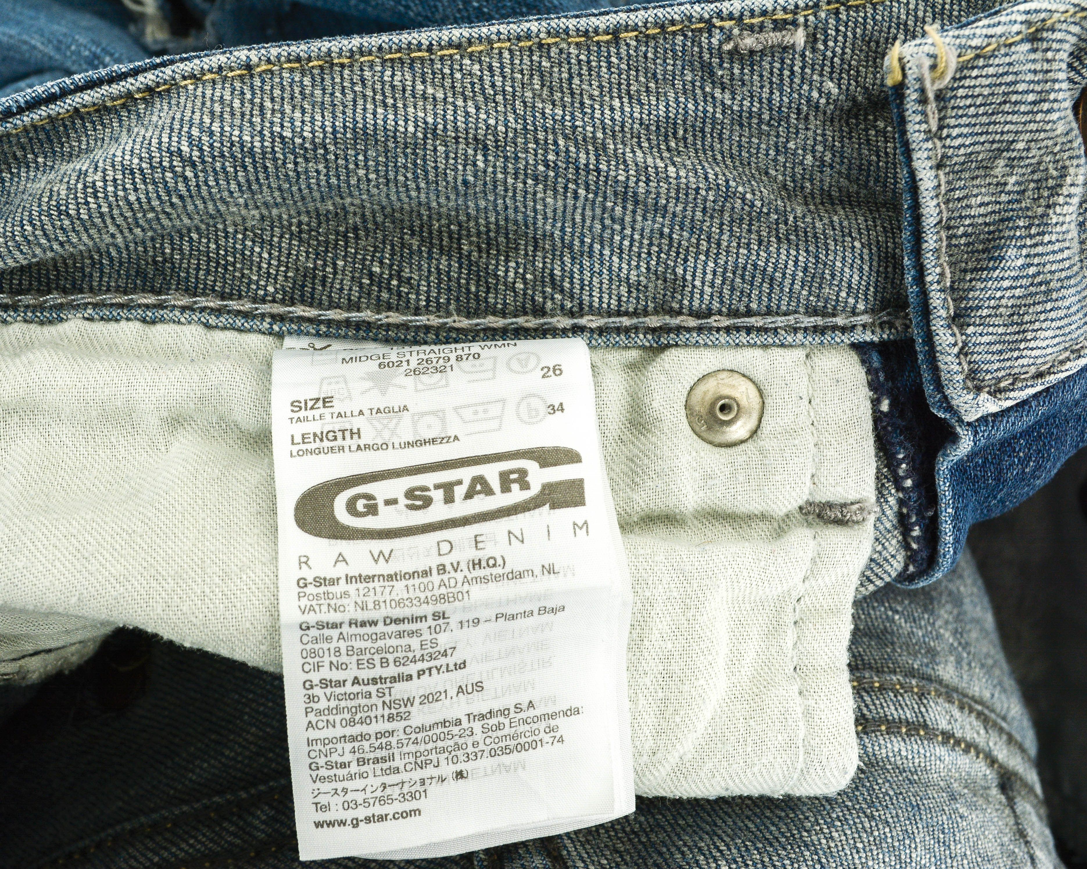 G-Star Midge Straight Women Jeans W26 L34 Trousers Pants Ripped Zip Size 26" / US 2 / IT 38 - 4 Thumbnail