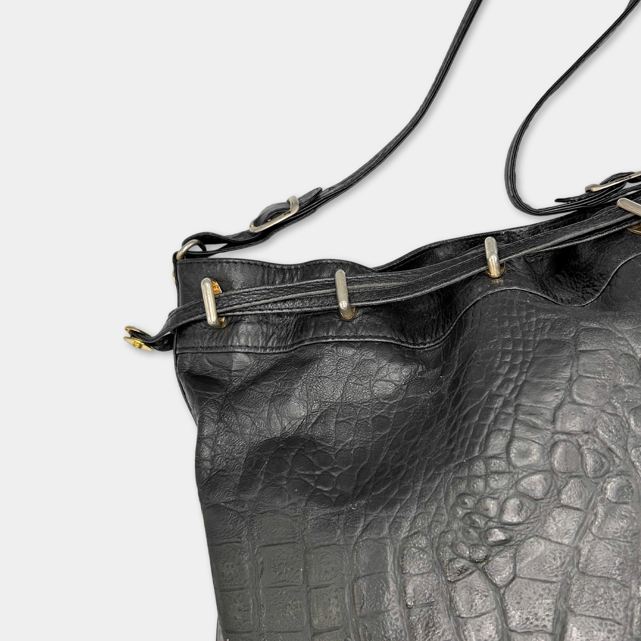 Gianfranco Ferre Gianfranco Ferré Vintage Black Crocodile Texture Shoulder Ba Size ONE SIZE - 4 Thumbnail
