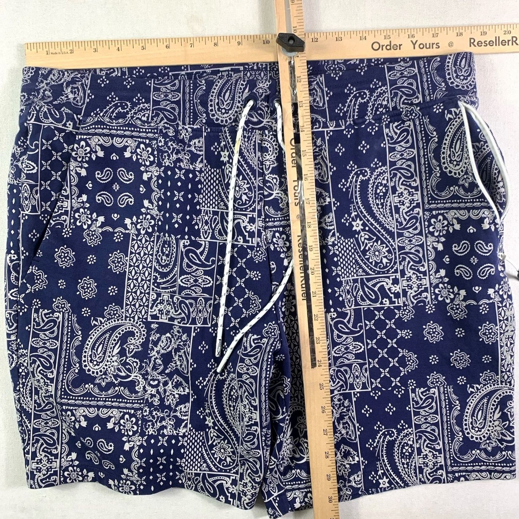Ralph Lauren RLX Ralph Lauren Shorts Mens XL Blue Bandana Double Knit Golf Drawstring Pockets Activewear Casual Size US 31 - 4 Thumbnail