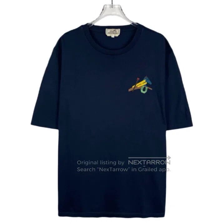 Hermes Hermes Mechanical horse design round-neck navy blue cotton Size US XL / EU 56 / 4 - 1 Thumbnail