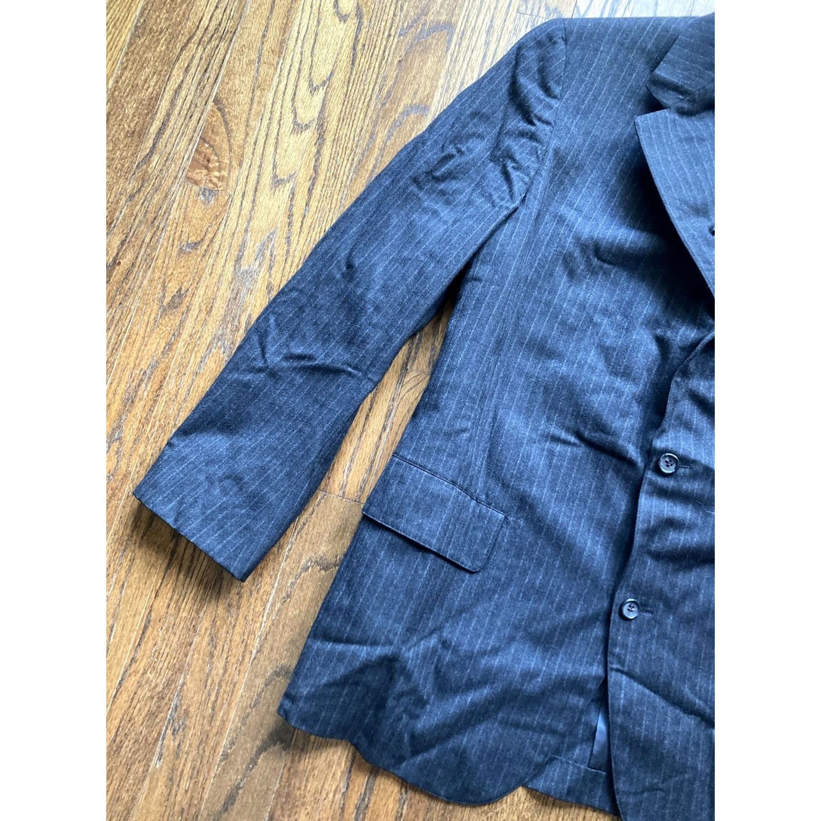 Brooks Brothers VINTAGE Brooks Brothers Blazer Mens 42 Gray Pinstripe Wool Tweed Herringbone Size 42R - 2 Thumbnail
