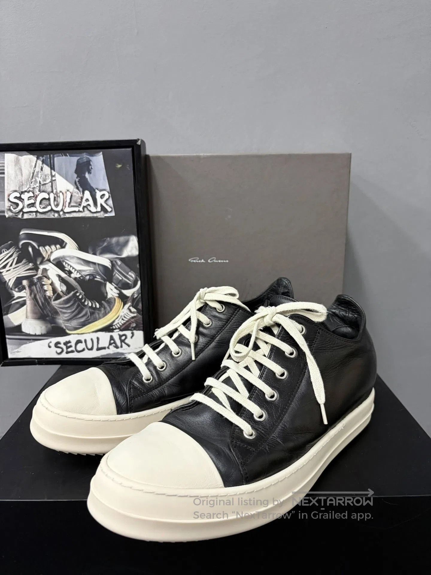 Rick Owens Rick Owens Leather Black White Low. Size US 9 / EU 42 - 1 Thumbnail