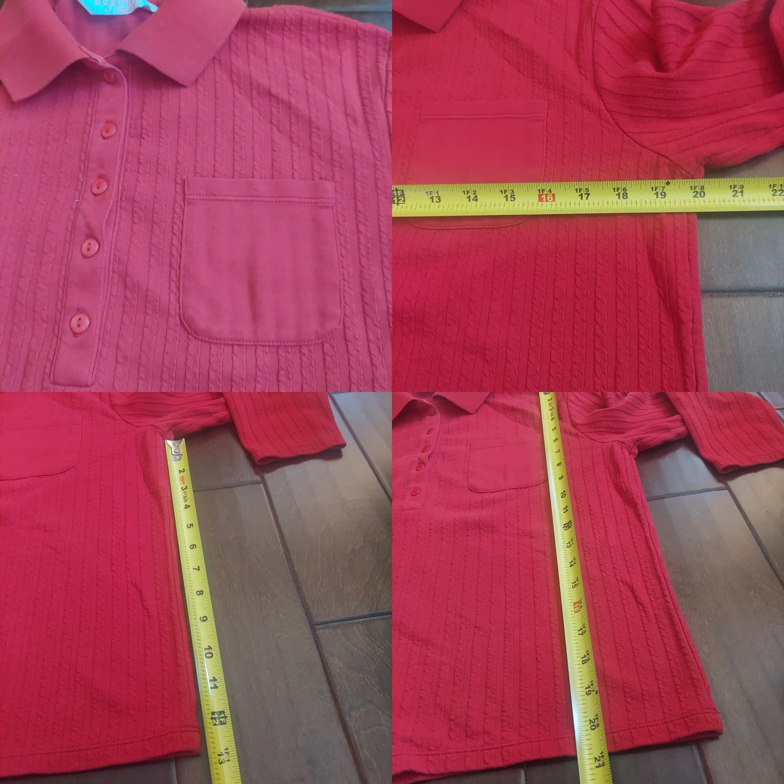 Vintage Together Classics Men’s Red Button Long Sleeve Polo Shirt PM Petite Size Size US M / EU 48-50 / 2 - 8 Thumbnail