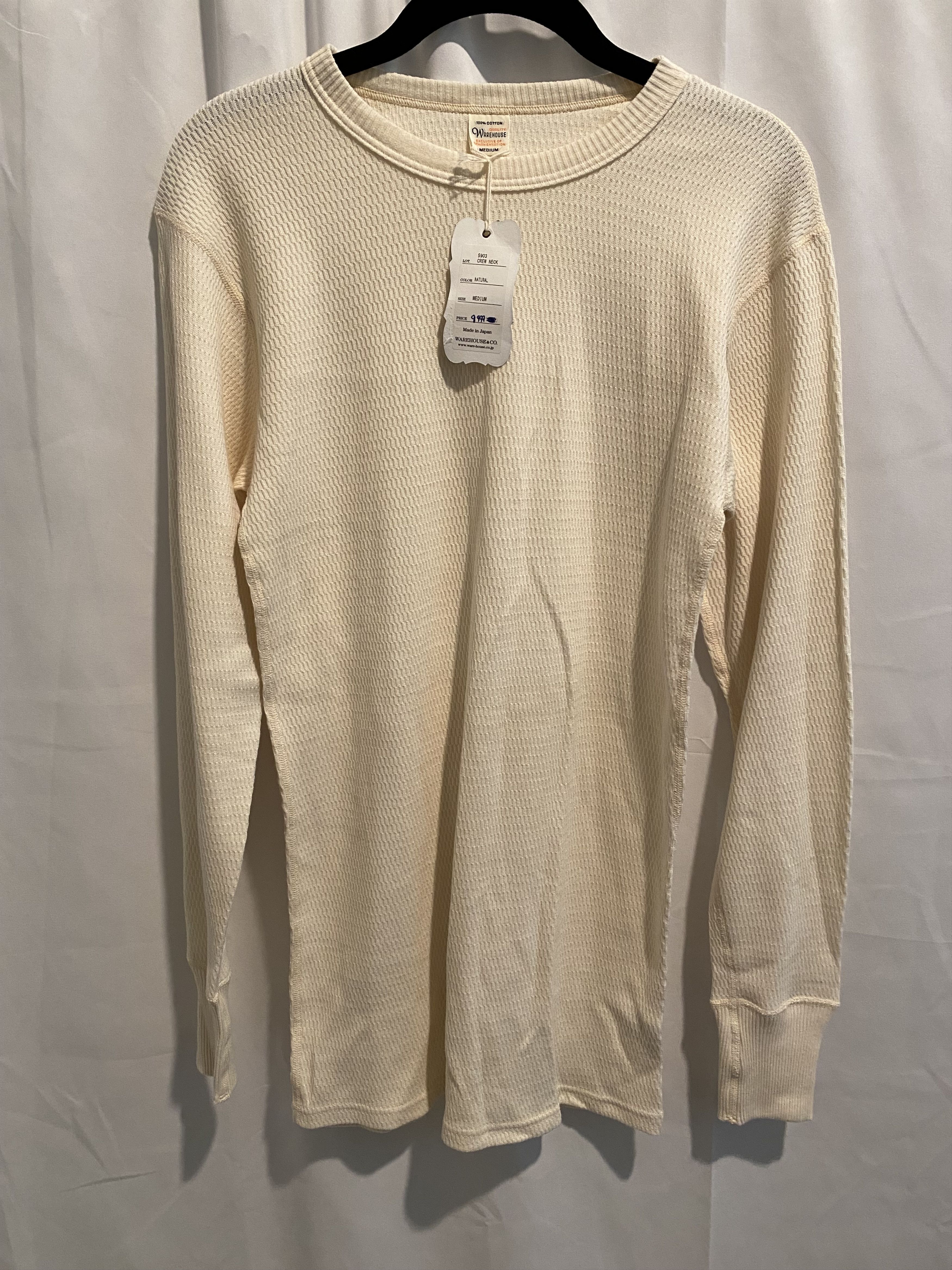 Warehouse & Co. Warehouse waffle knit thermal crewneck - Natural/Off-White Size US M / EU 48-50 / 2 - 1 Thumbnail