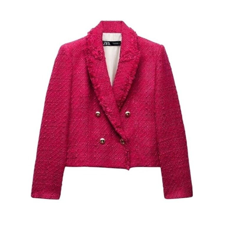 Zara Zara Double-Breasted Blazer Jacket With Frayed Edges Tweed Size XS / US 0-2 / IT 36-38 - 6 Thumbnail