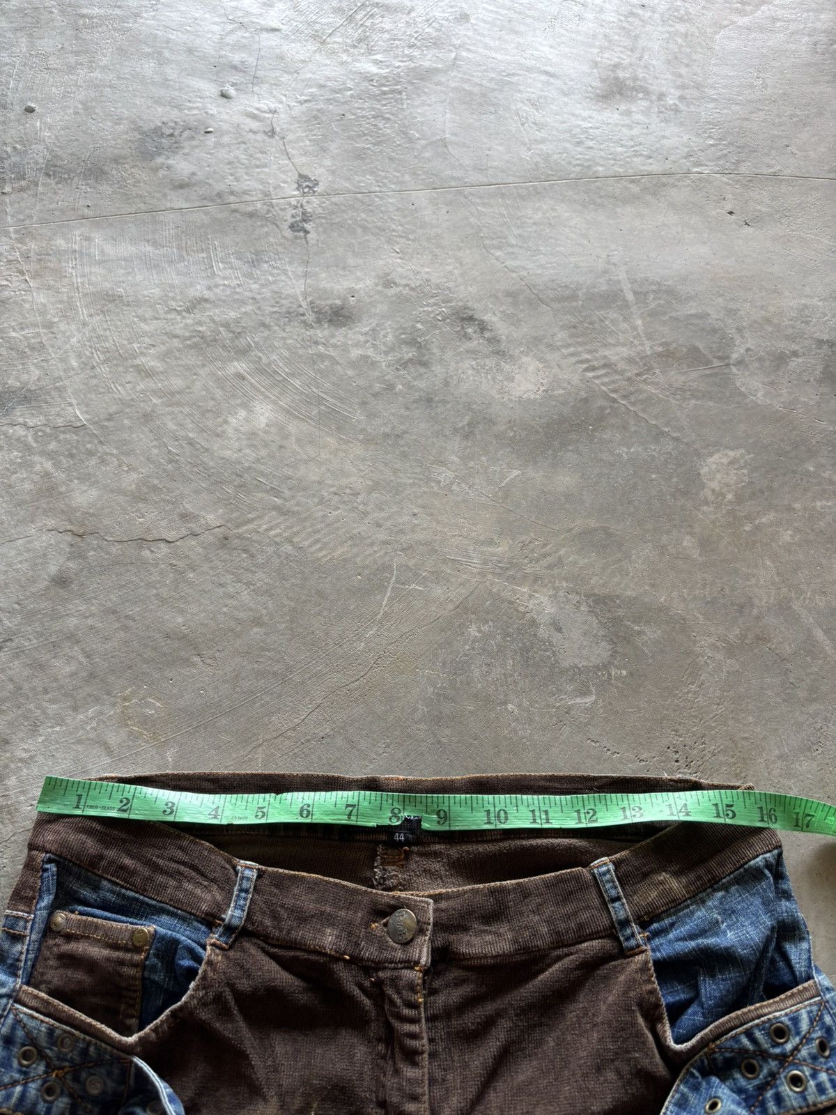 Japanese Brand PLACEMI flare japanese jeans hybrid denim curduroy Size US 31 - 17 Thumbnail