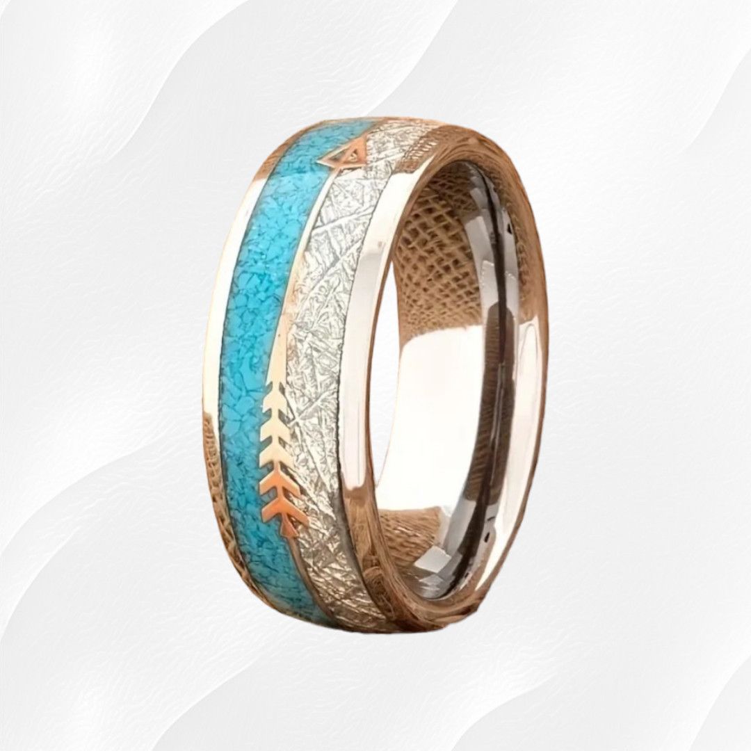 Other Arrow Synthetic Turquoise Mens Stainless Steel Ring Size 7 Size ONE SIZE - 3 Thumbnail