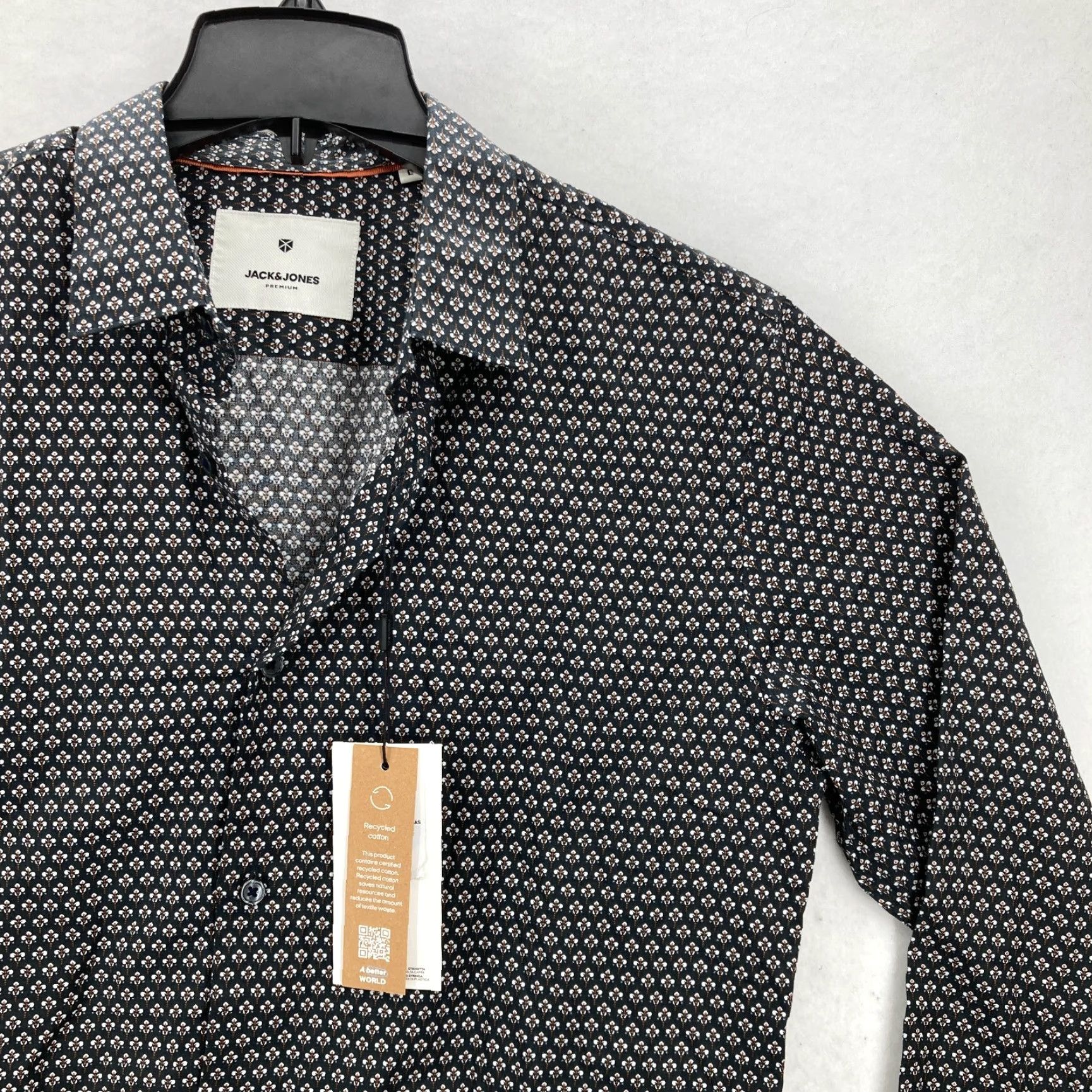 Jack & Jones Jack & Jones Best Shirt Mens Large Button Up Long Sleeve Black Geometric Holiday Shirt Size US L / EU 52-54 / 3 - 2 Thumbnail