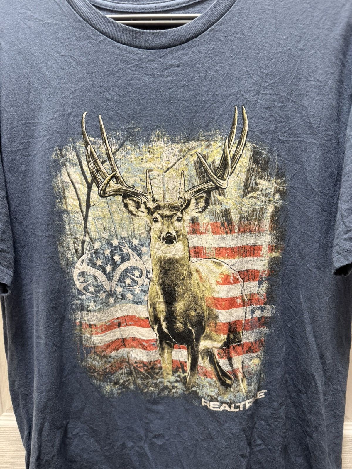 Realtree RealTree Deer American Flag Hunting Vintage Faded Shirt Blue Size US L / EU 52-54 / 3 - 4 Thumbnail