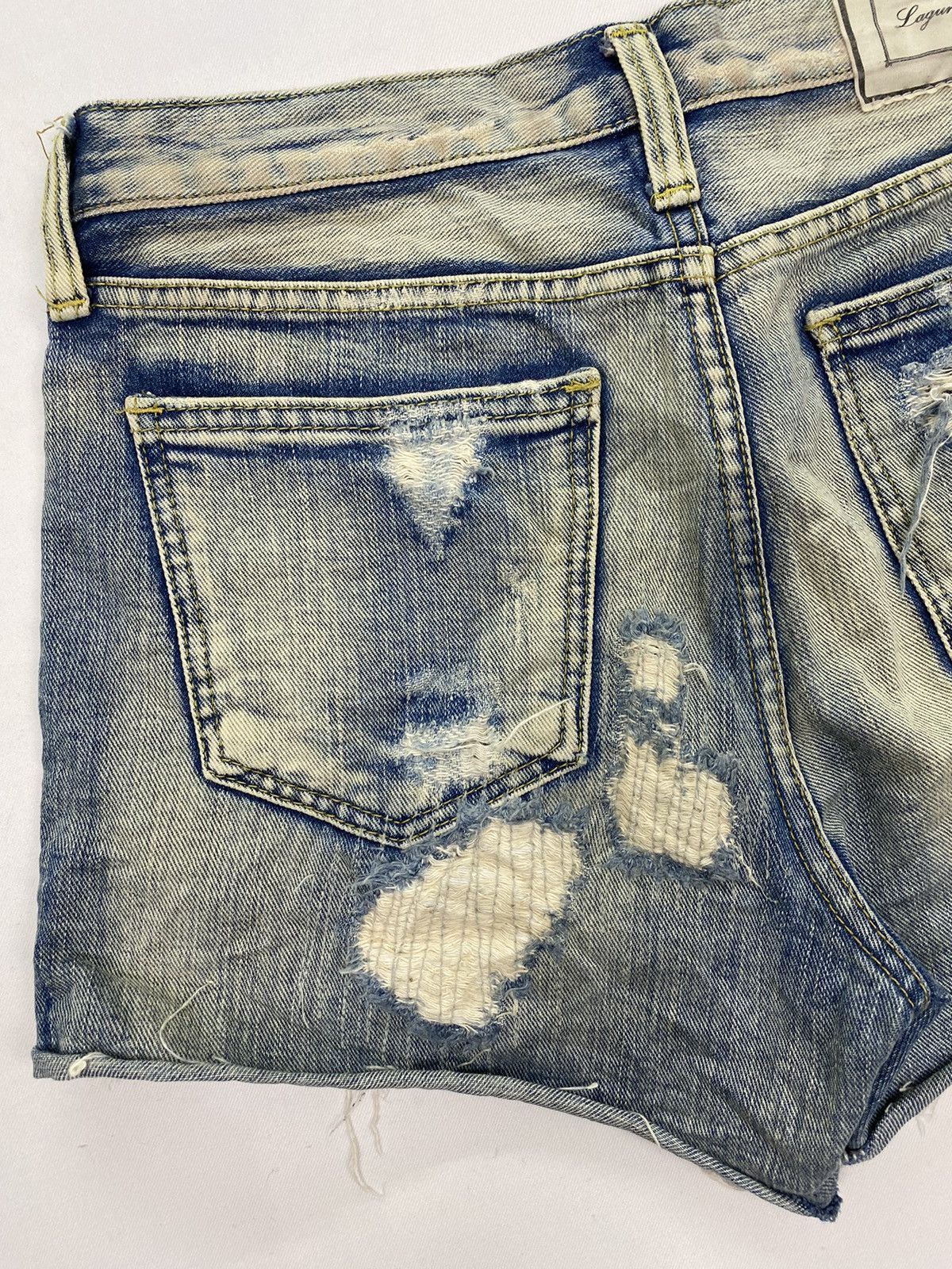 Japanese Brand Laguna Moon Dirty Distressed Denim Shorts Size 29" - 5 Thumbnail
