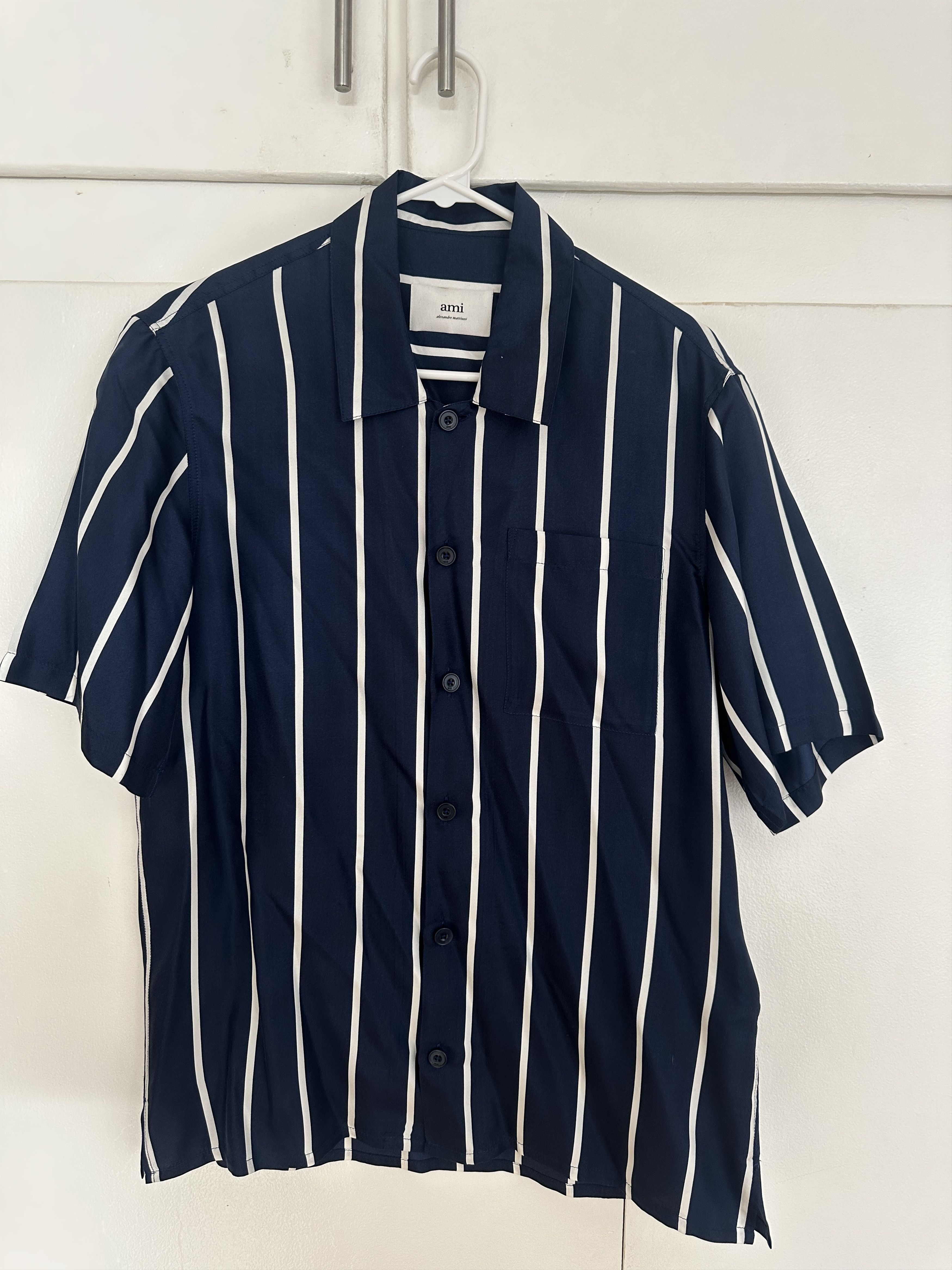 AMI Camp Collar Stripe Silk Shirt Size US S / EU 44-46 / 1 - 2 Thumbnail