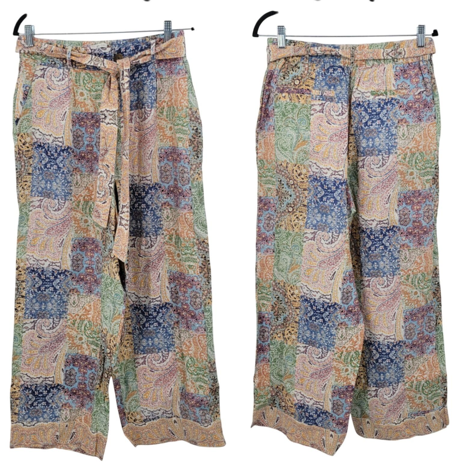 Rachel Zoe Rachel Zoe Womens Linen Multicolor Paisley Patchwork Wide-Le Size 30" / US 8 / IT 44 - 1 Thumbnail