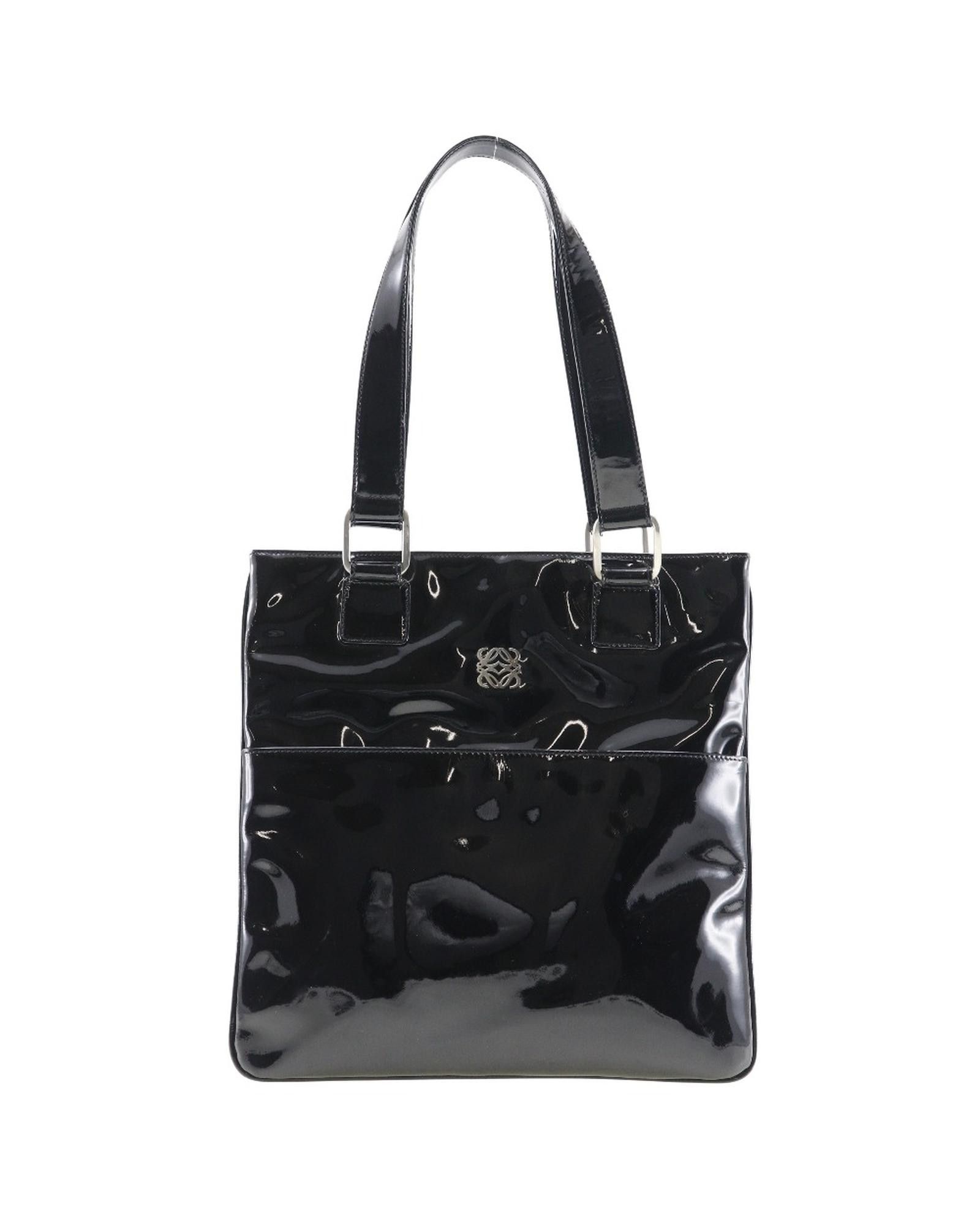 image of Loewe Patent Leather Shoulder Bag In Black, Women's