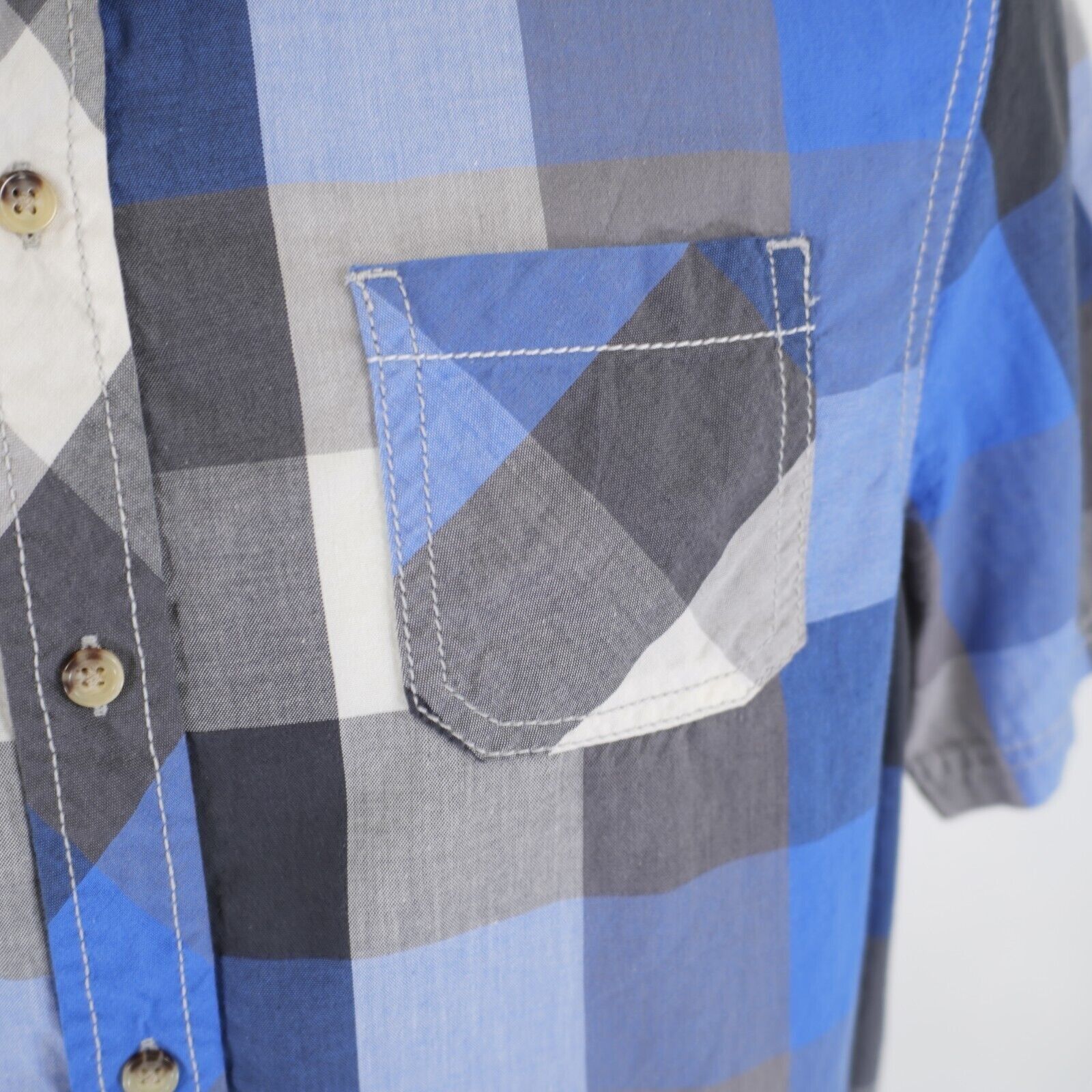 Arizona Jean Co. Arizona Jeans XL Blue Gray Plaid Short Sleeve Pocket Collare Size US XL / EU 56 / 4 - 2 Thumbnail