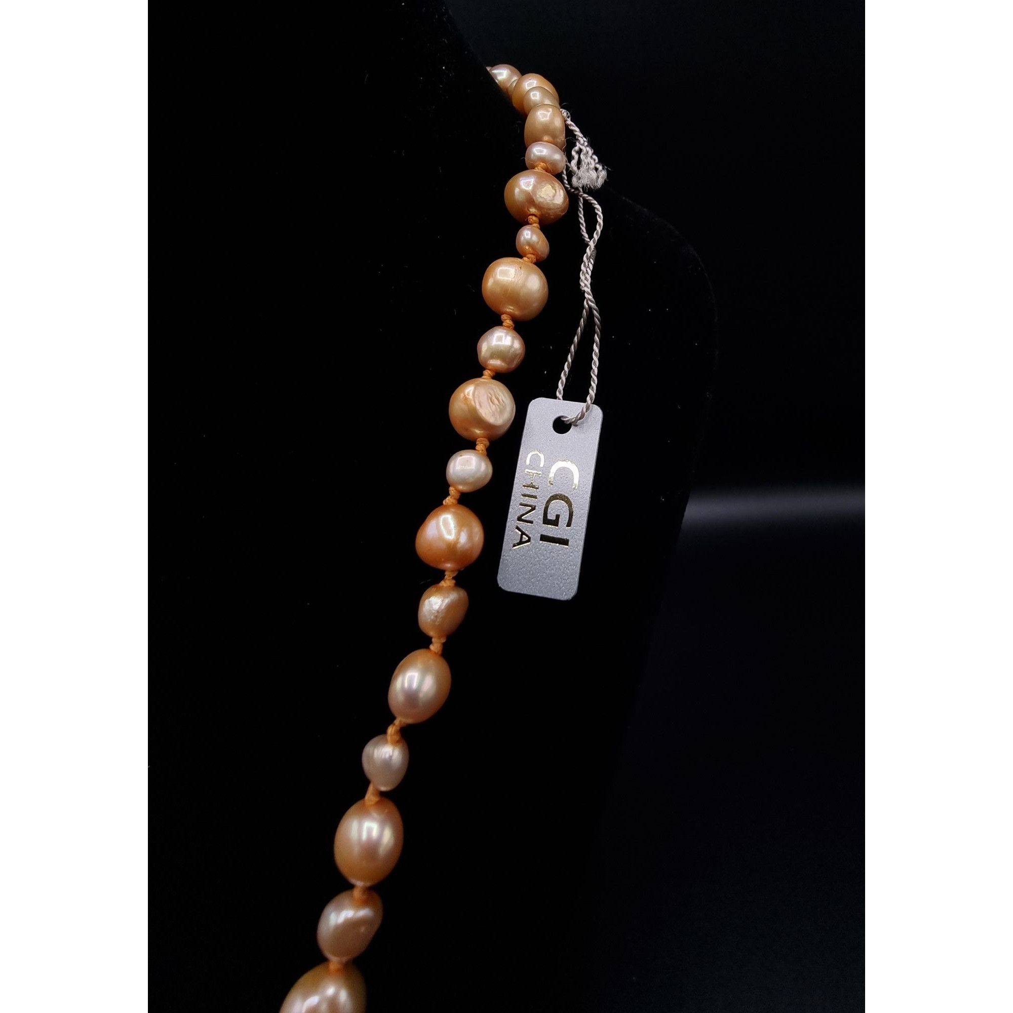 Vintage CGI Freshwater Pearl Long Necklace Hand-Knotted Natural Irid Size ONE SIZE - 5 Thumbnail