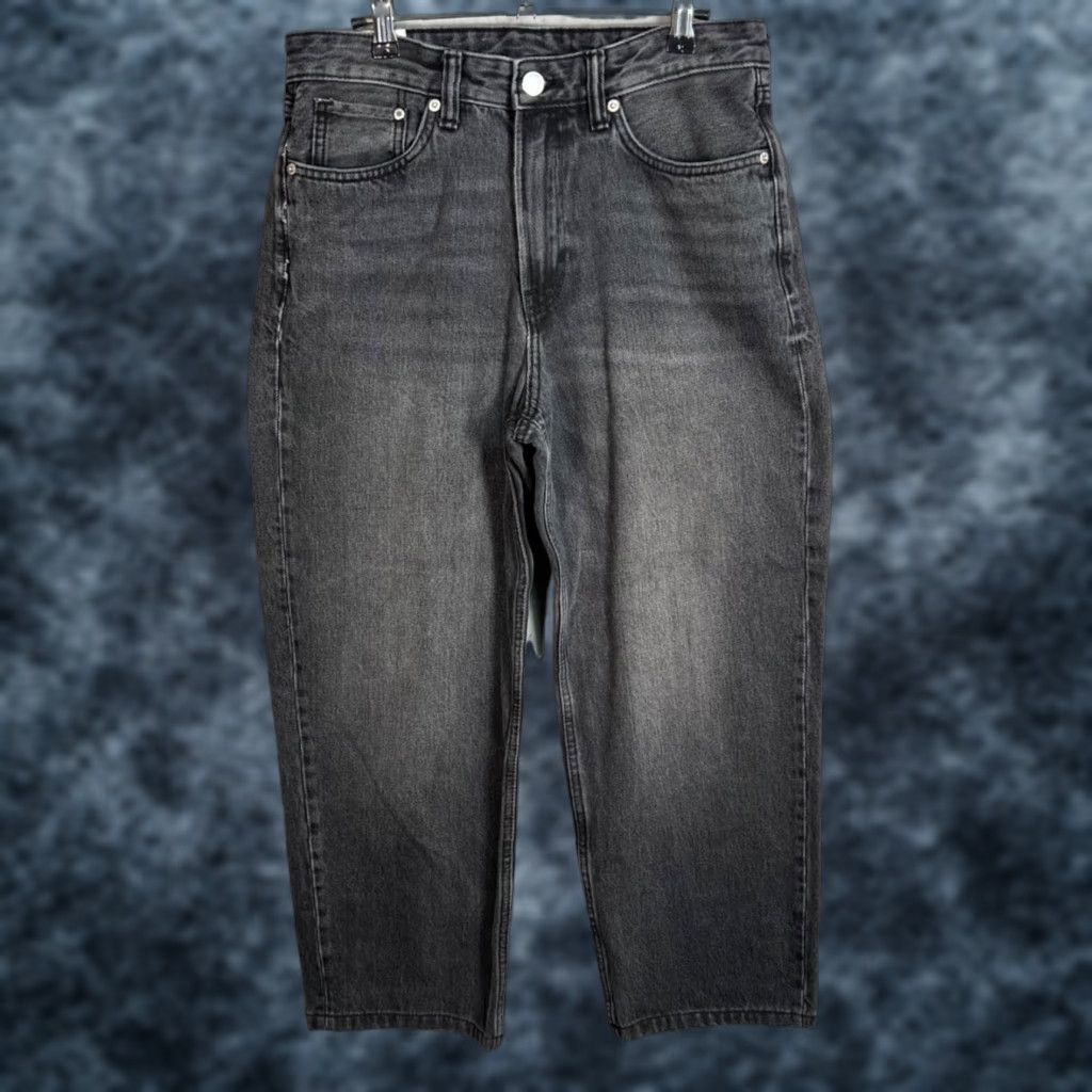 H&M H&M Womens Jeans 29 x 25 Black Denim 5-Pocket High-Waisted Wide-Leg Cotton Blend Denim Shirt? Size 29" - 1 Thumbnail